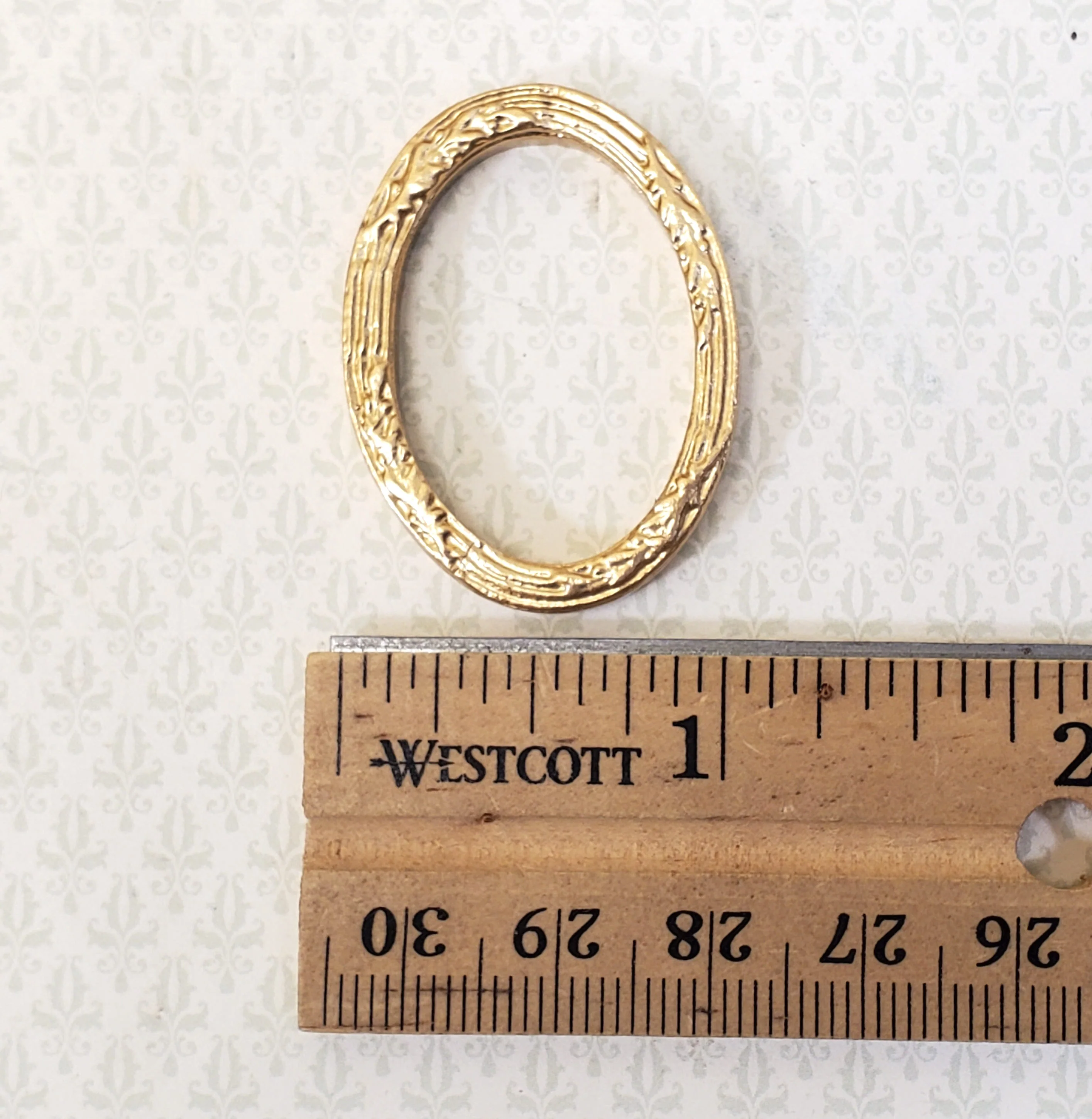 Miniature Oval Picture Frame Gold for Paintings Small Size 1 7/16" Tall - Image 4