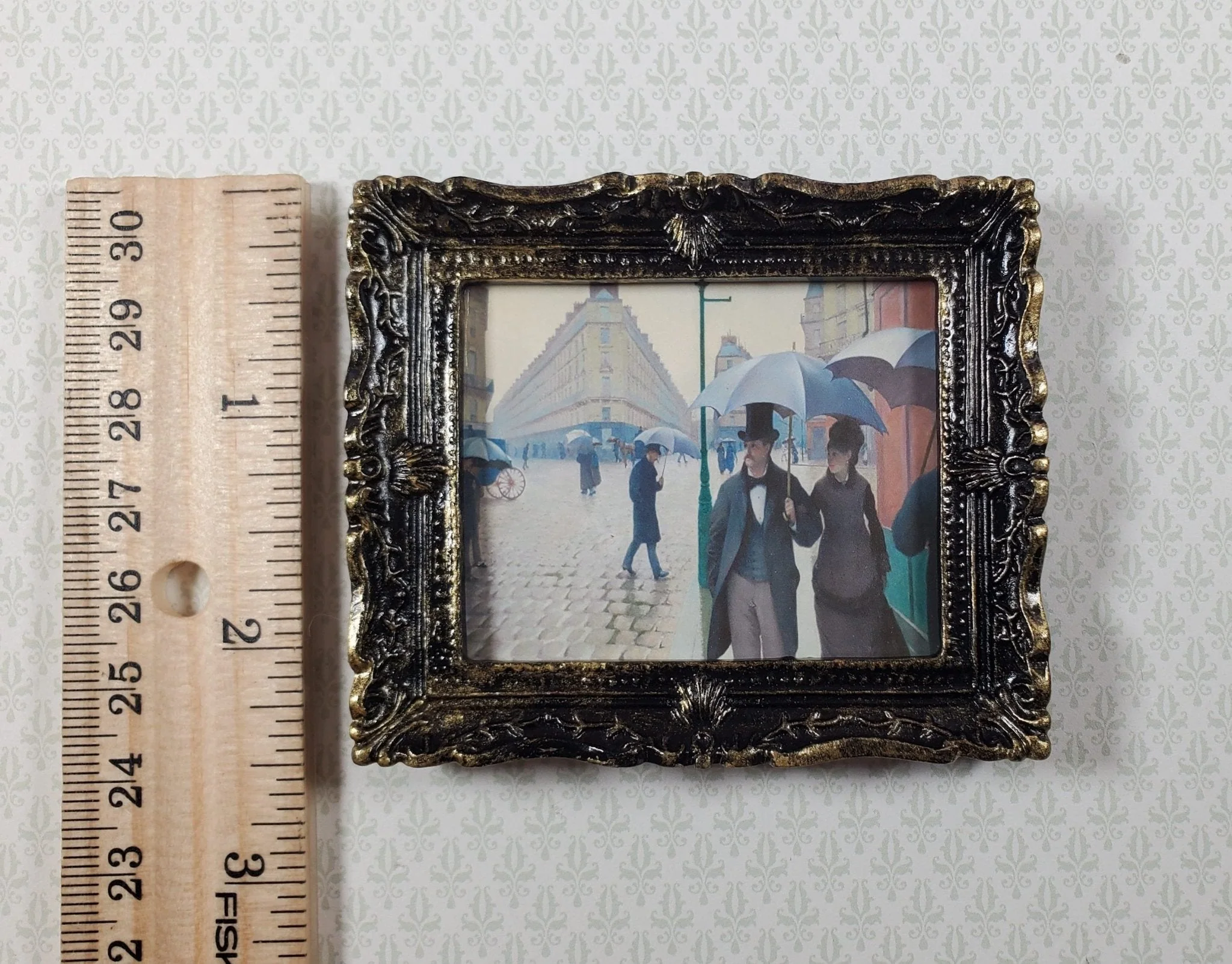 Miniature Paris Street Rainy Day Print Framed Gustave Caillebotte 1:12 Scale - Image 4
