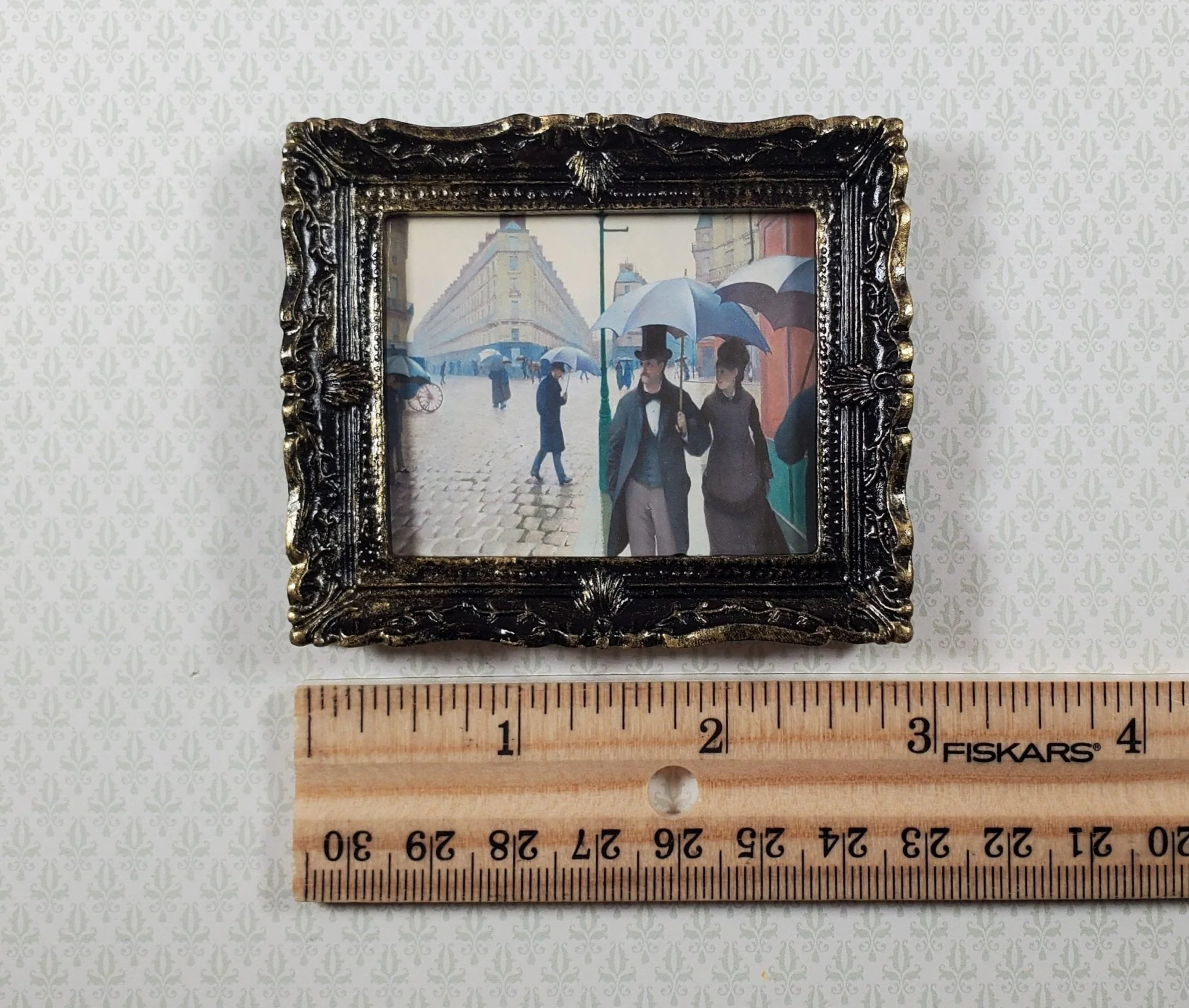 Miniature Paris Street Rainy Day Print Framed Gustave Caillebotte 1:12 Scale - Image 5
