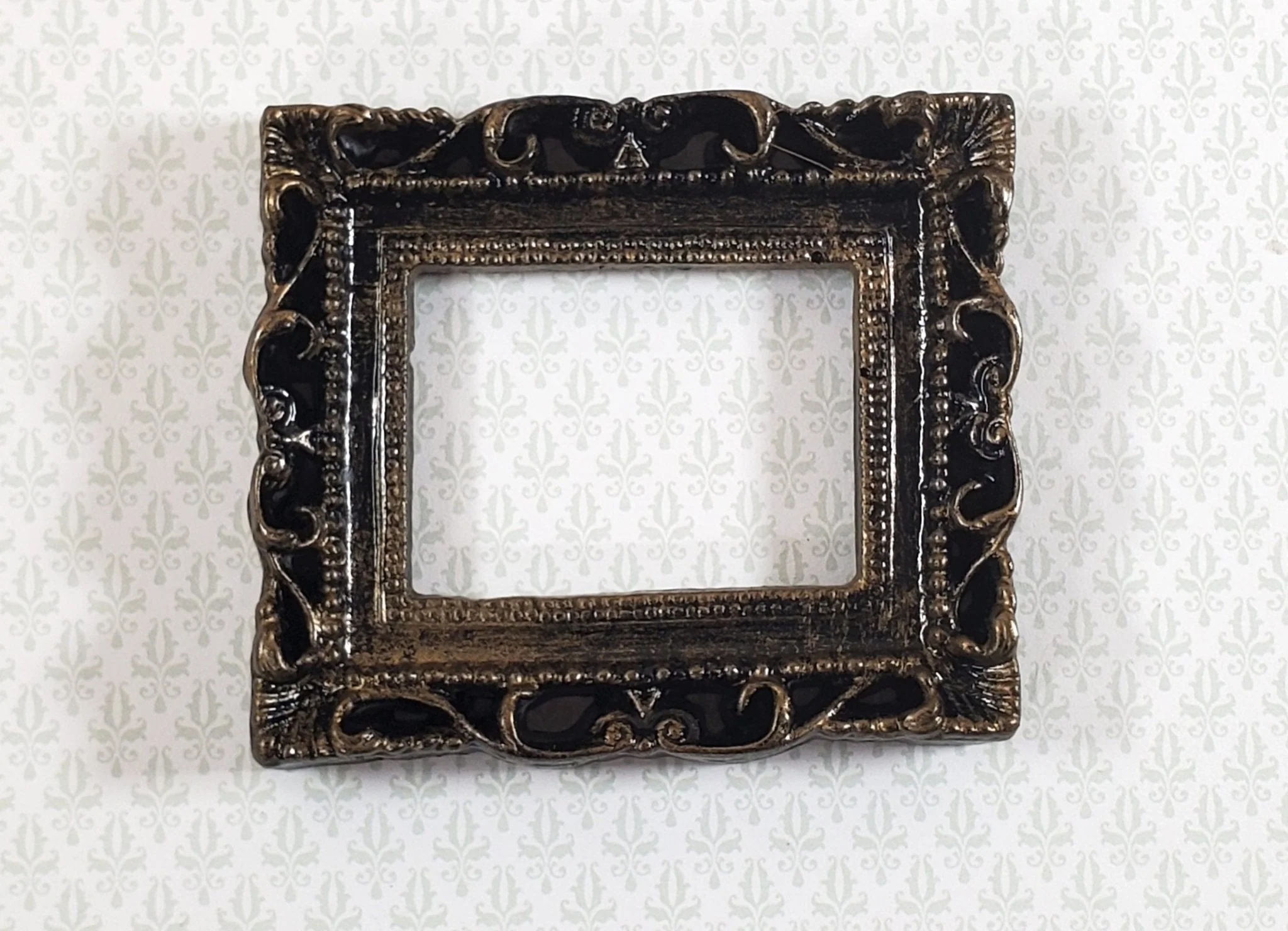 Miniature Picture Frame Fancy Antiqued for Tiny Paintings 1:12 Scale Dollhouse