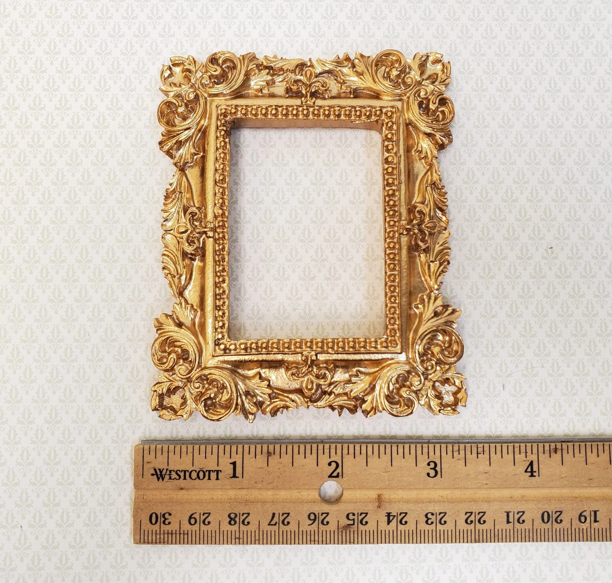 Miniature Picture Frame for 1:6 Scale Settings Large Fancy Gold Flat Back - Image 7