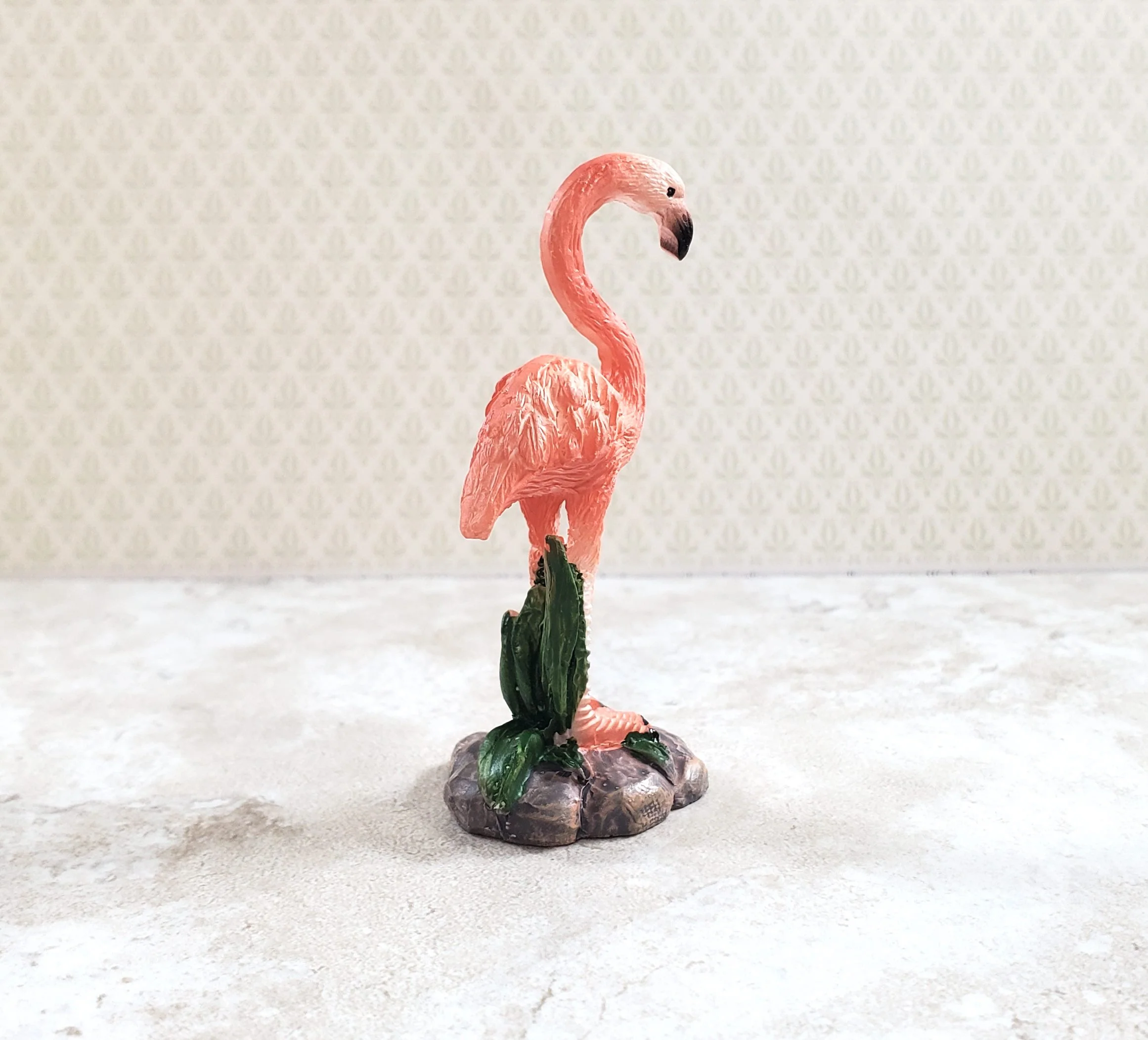 Miniature Pink Flamingo Statue Dollhouse or Fairy Garden Lawn Ornament 2 3/8"