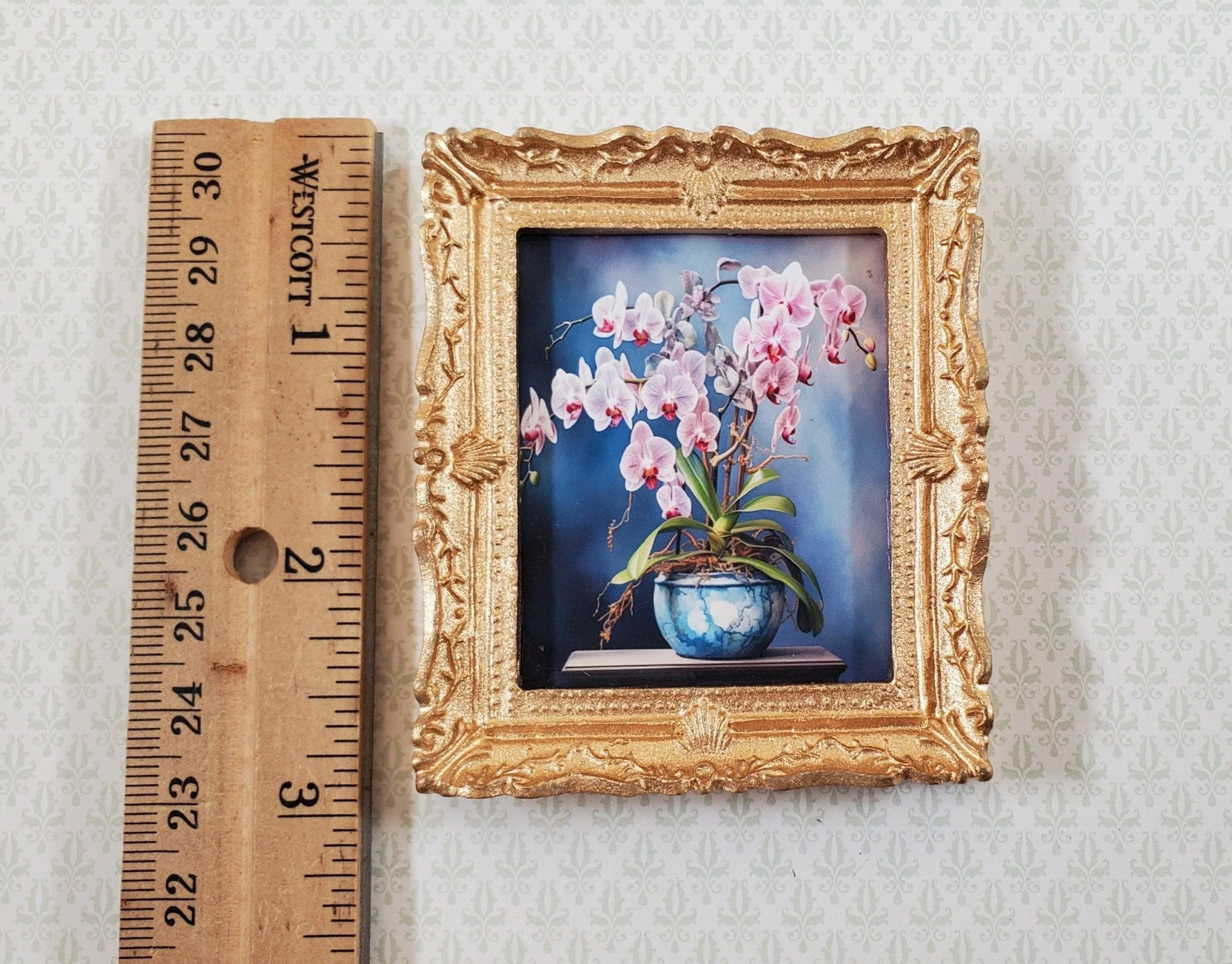 Miniature Potted Orchid Phalaenopsis Framed Art Print 1:12 Scale Dollhouse - Image 3