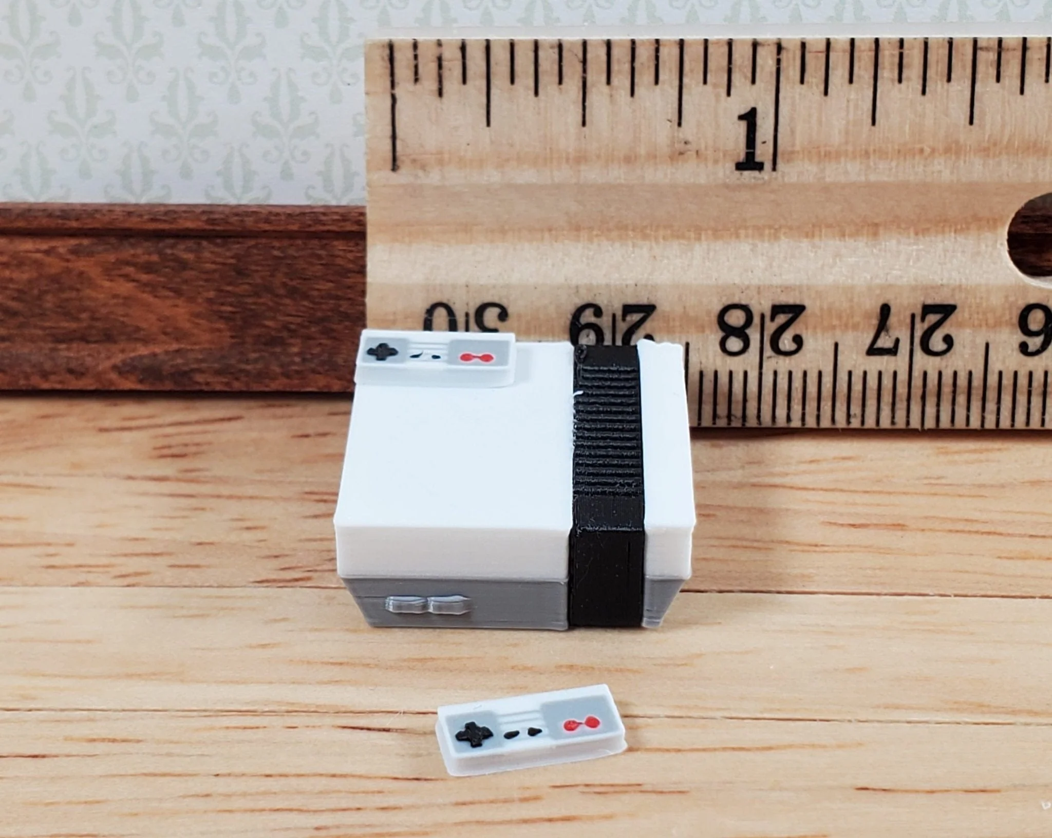 Miniature Prop Modern Gaming Console with 2 Controllers 1:12 Scale Dollhouses - Image 4