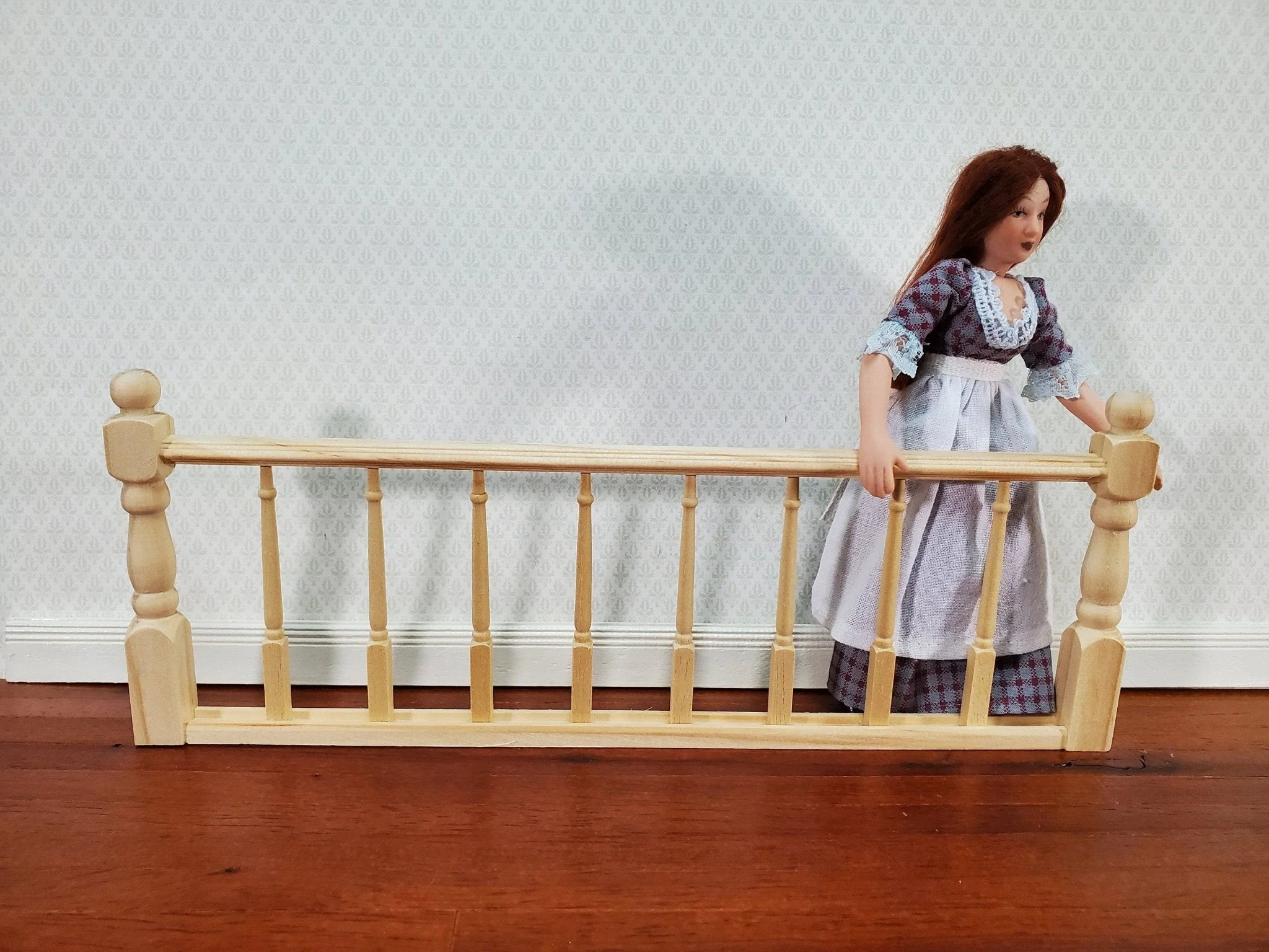 Miniature Railing Assembled 1 Piece 9 3/8" for Porches Decks Balconies Dollhouses 1:12 Scale - Image 3