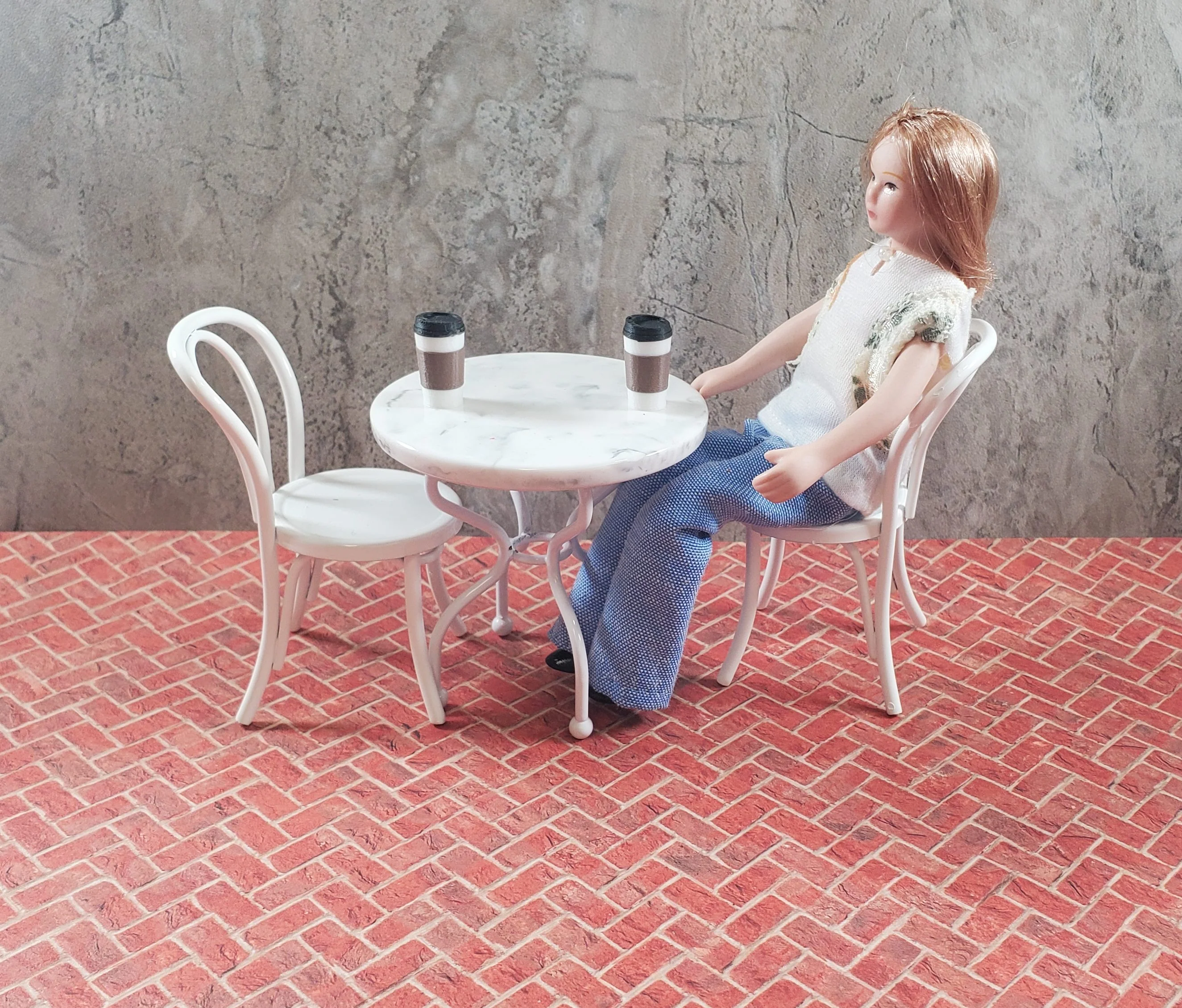 Miniature Red Brick Embossed Paper Herringbone Pattern 1:12 Scale Dollhouses - Image 3