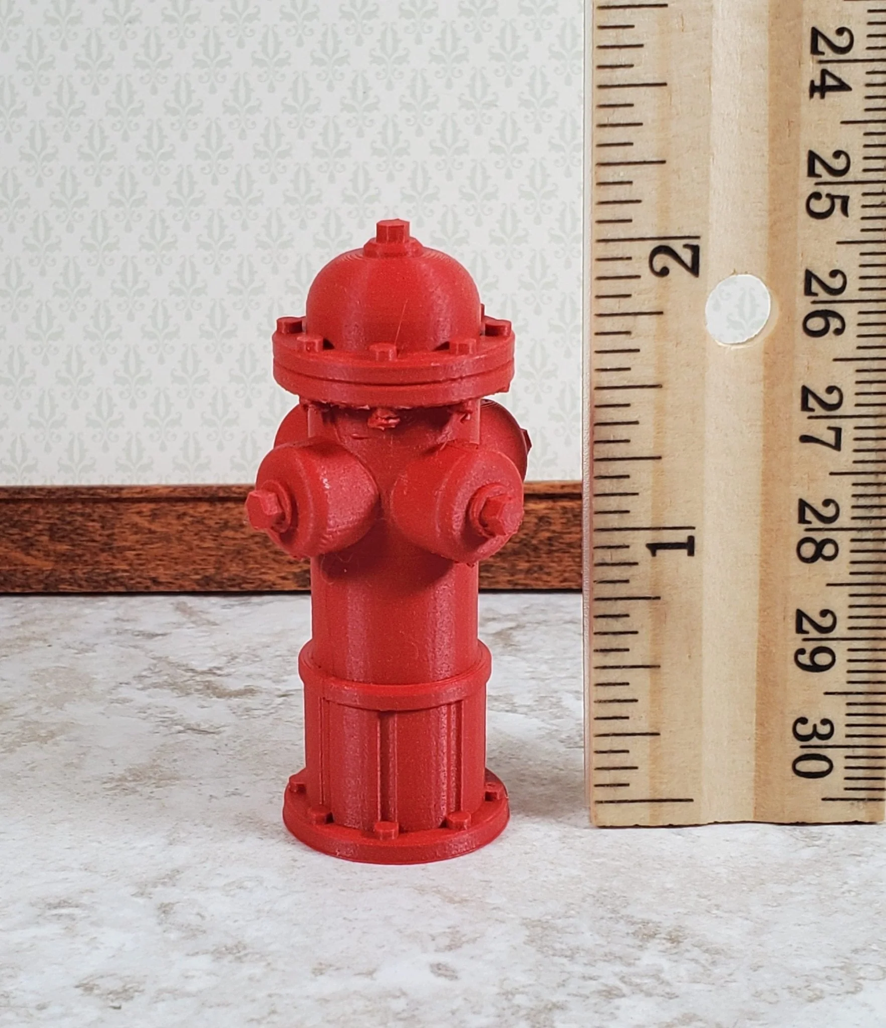 Miniature Red Fire Hydrant 1:12 Scale 3D Printed Scale Model Dioramas 2 1/4" - Image 4