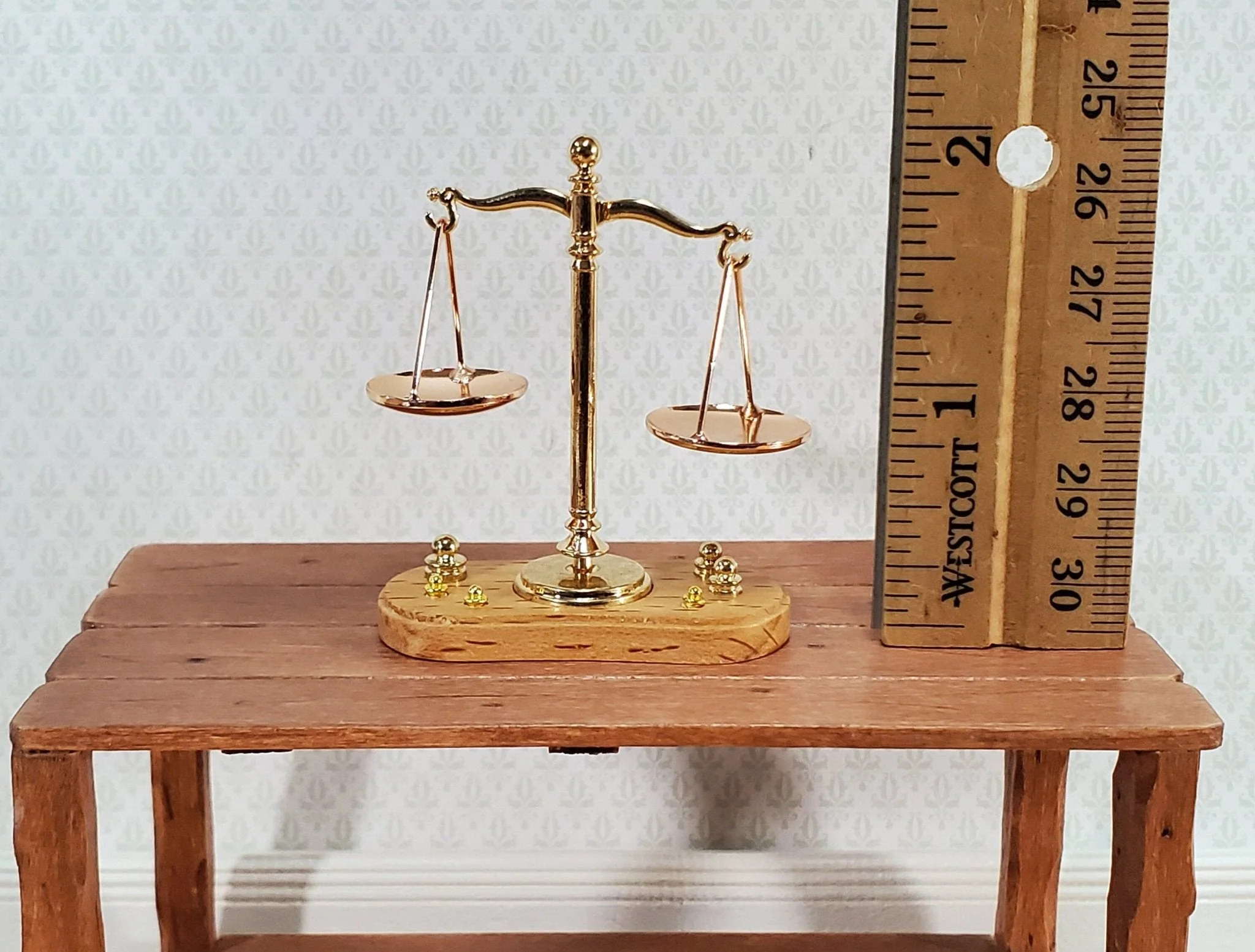 Miniature Scale with Weights Metal Pharmacy Grocer Apothecary Working - Image 3
