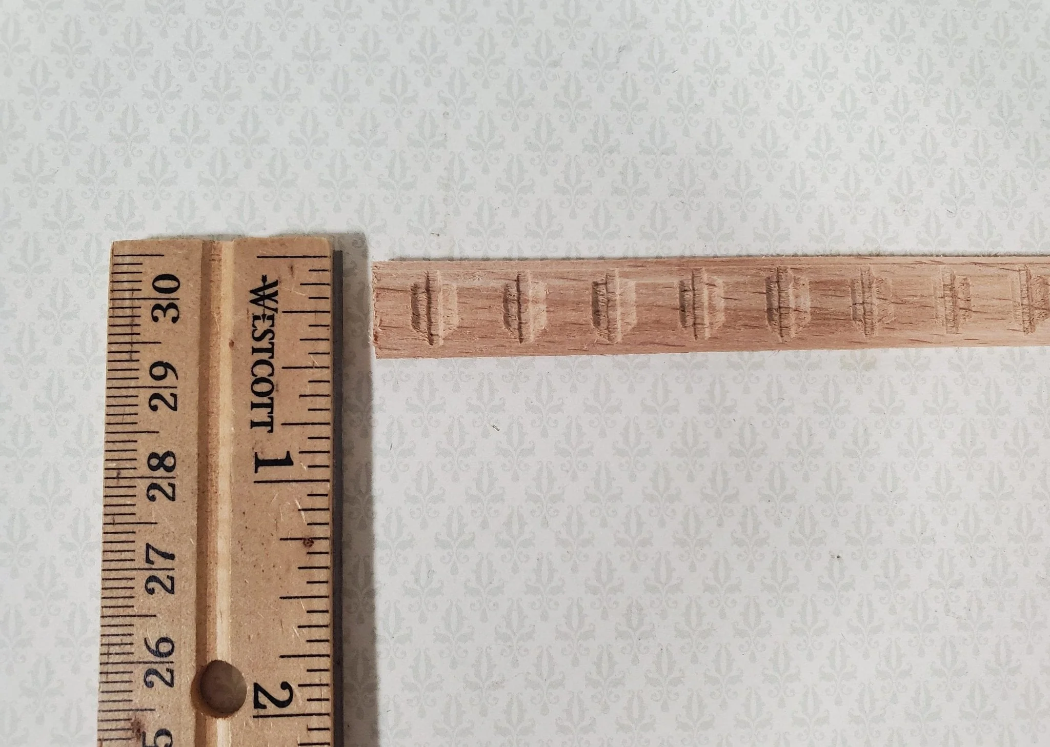 Miniature Square Block Trim Wood Relief Molding 7/16" x 18" Dollhouse Ceilings Walls - Image 3