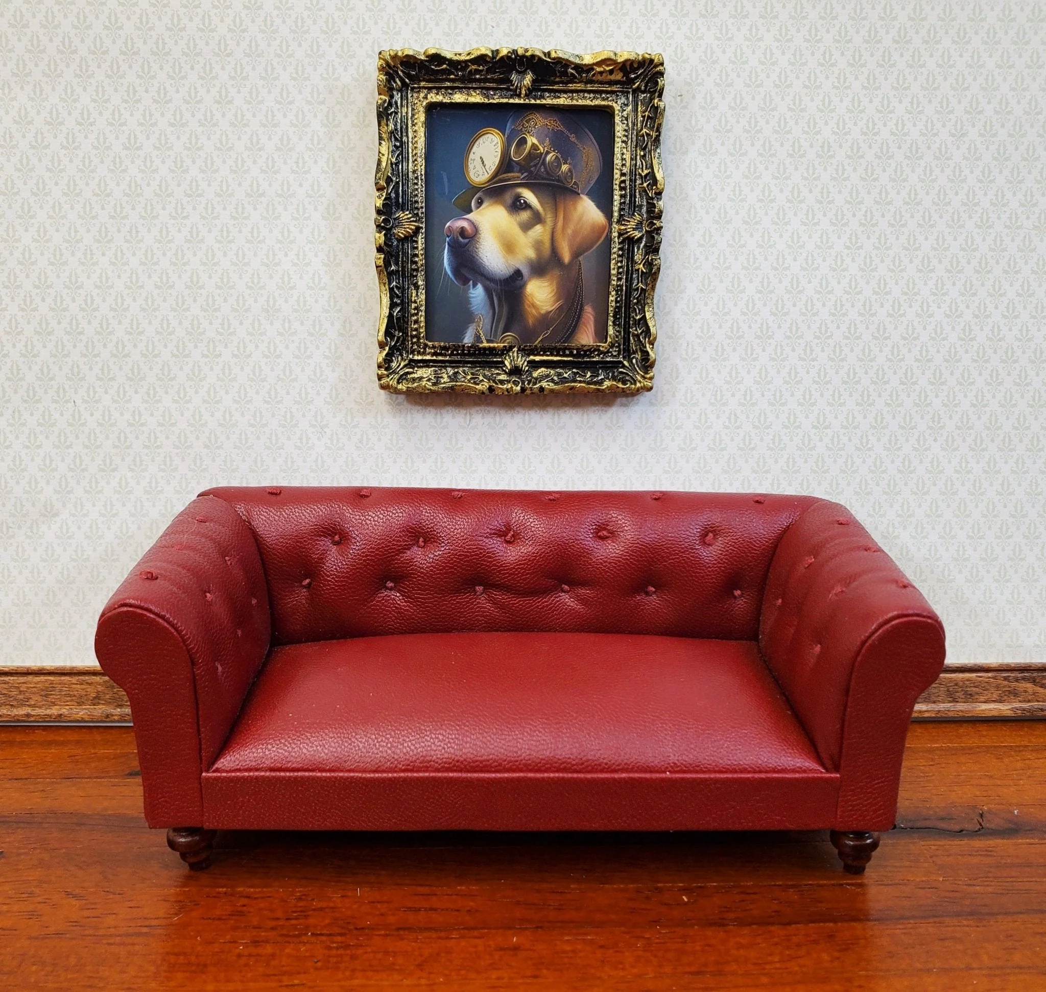 Miniature Steampunk Dog Framed Print Golden Lab 1:12 Scale Miniature Picture - Image 4