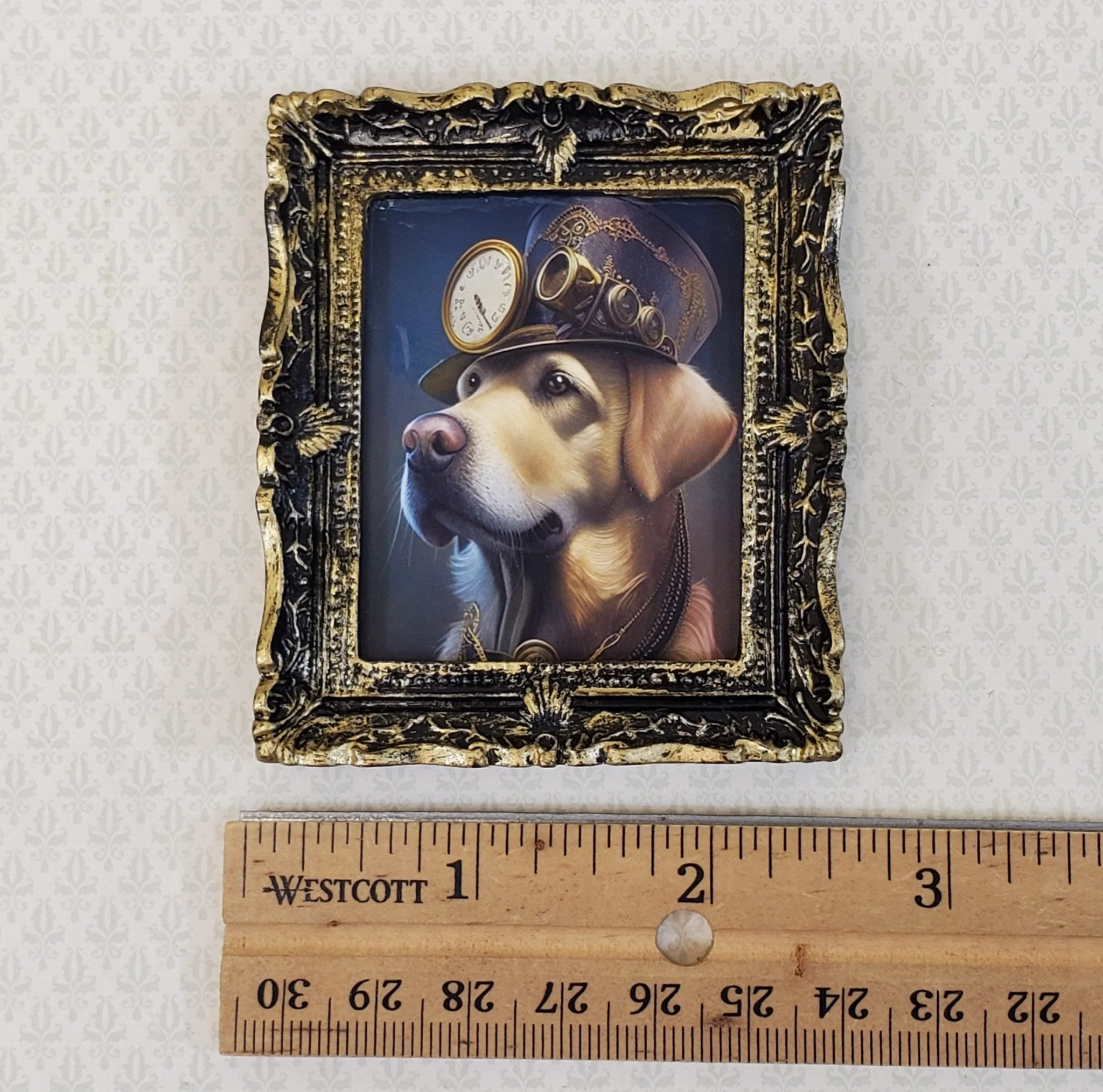 Miniature Steampunk Dog Framed Print Golden Lab 1:12 Scale Miniature Picture - Image 5