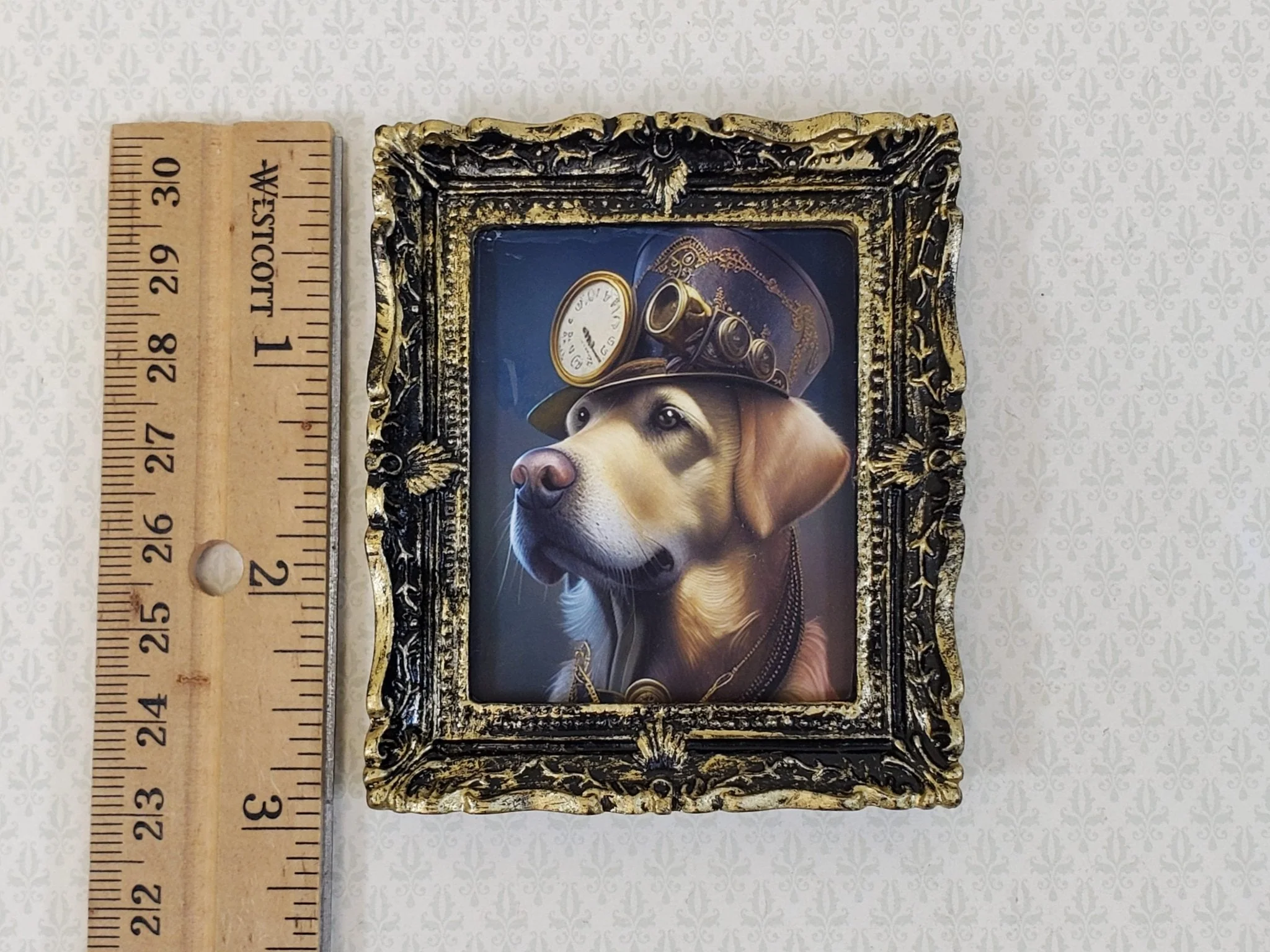 Miniature Steampunk Dog Framed Print Golden Lab 1:12 Scale Miniature Picture - Image 6