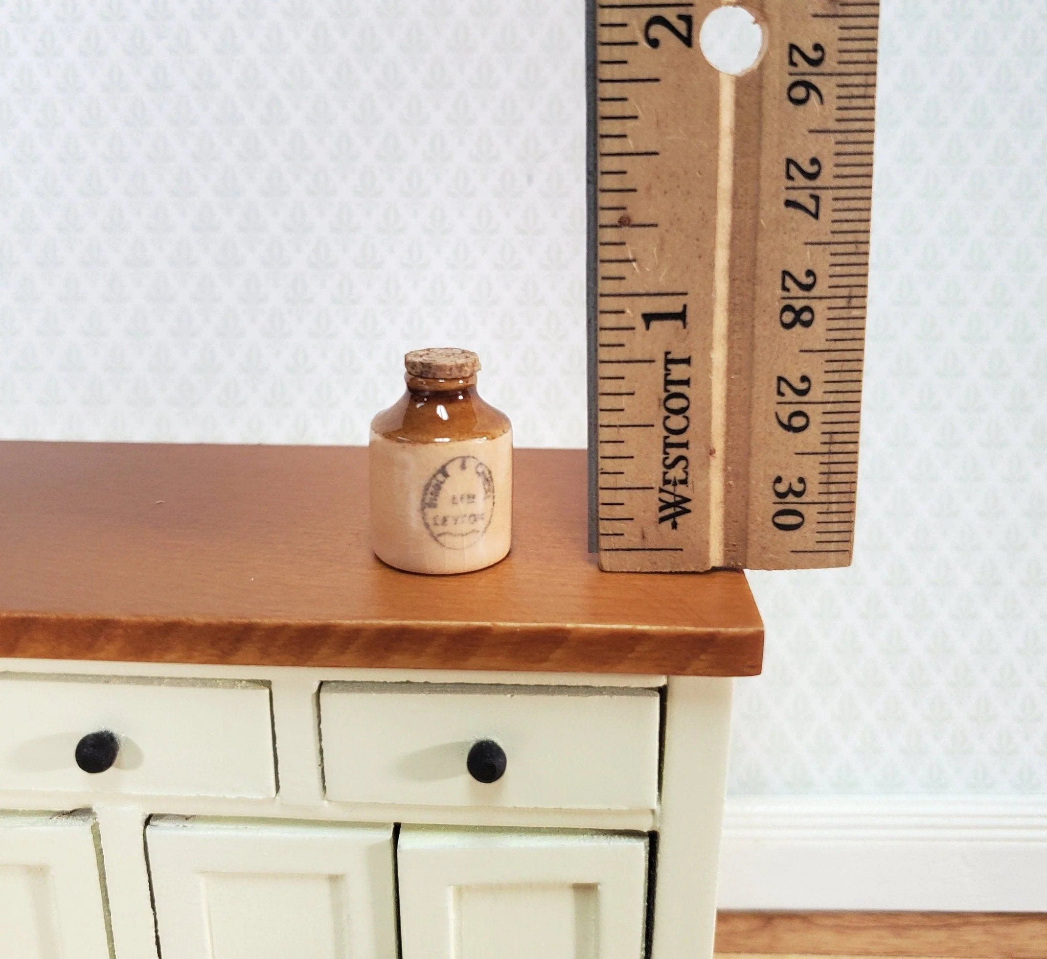 Miniature Stoneware Jug with Cork Demijohn Printed 1:12 Scale Dollhouse Handmade 20mm - Image 3