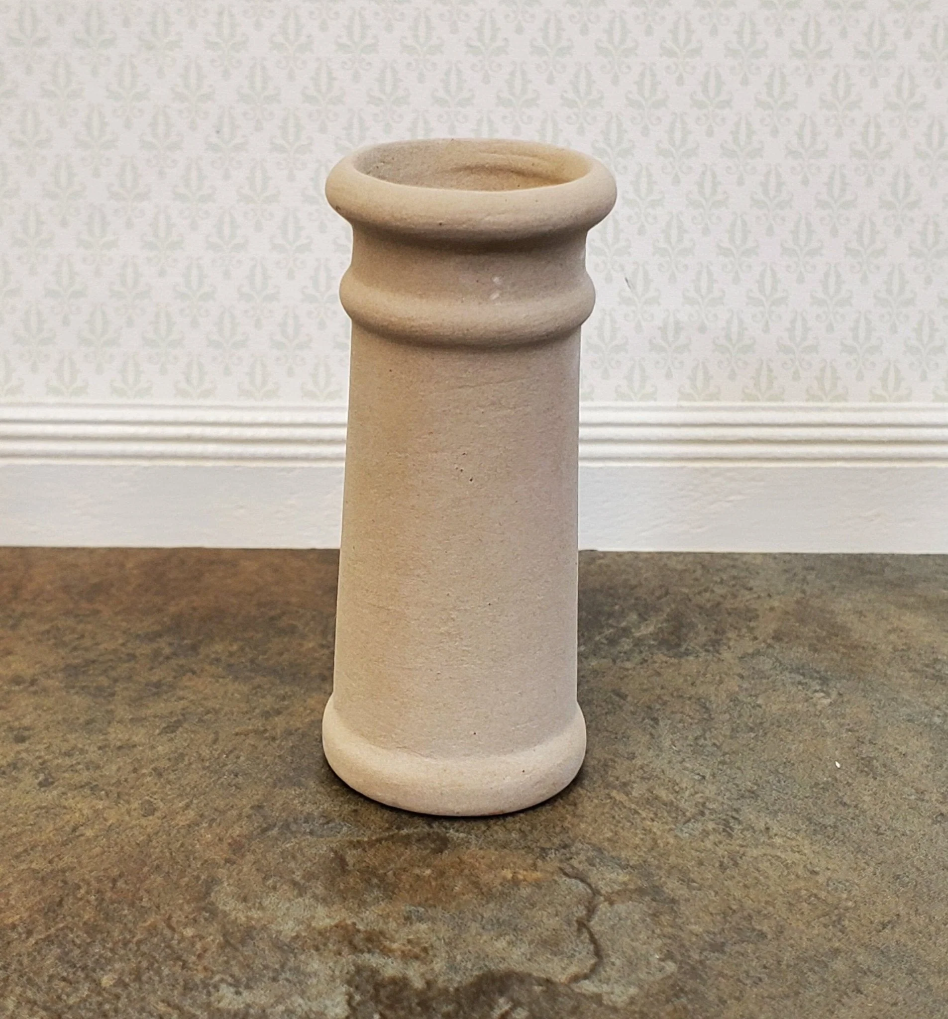 Miniature Tall Chimney Pot Smoke Stack Stone Color Ceramic 1:12 Scale Dollhouse