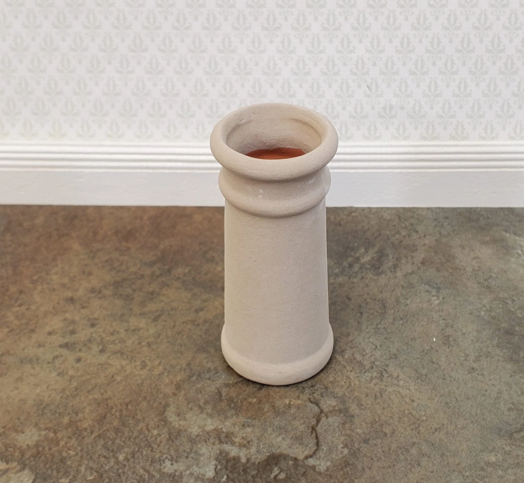 Miniature Tall Chimney Pot Smoke Stack Stone Color Ceramic 1:12 Scale Dollhouse - Image 2