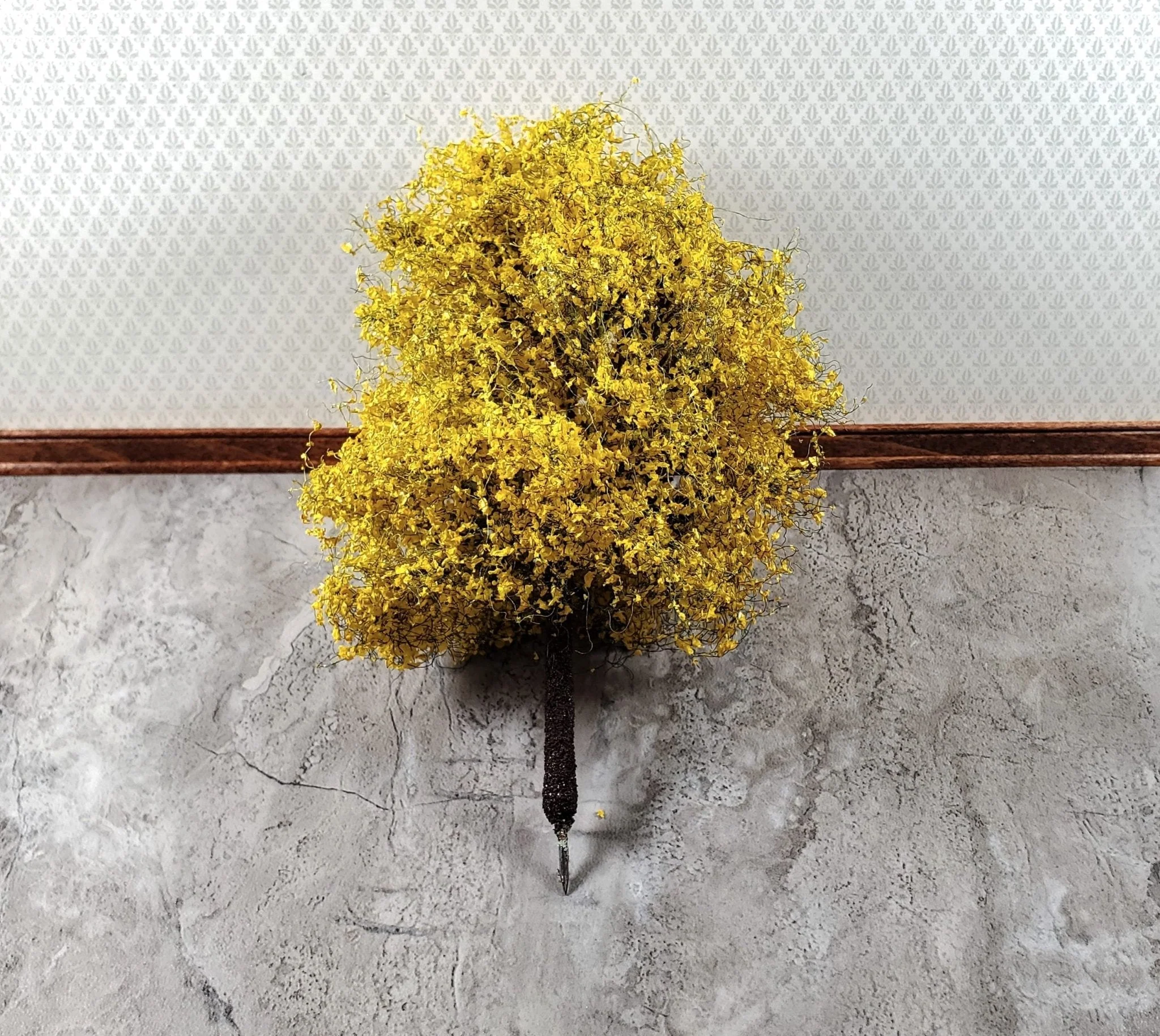 Miniature Tree Golden Autumn Burnt Yellow 6" Tall on Spike Model Scenery Garden - Image 4