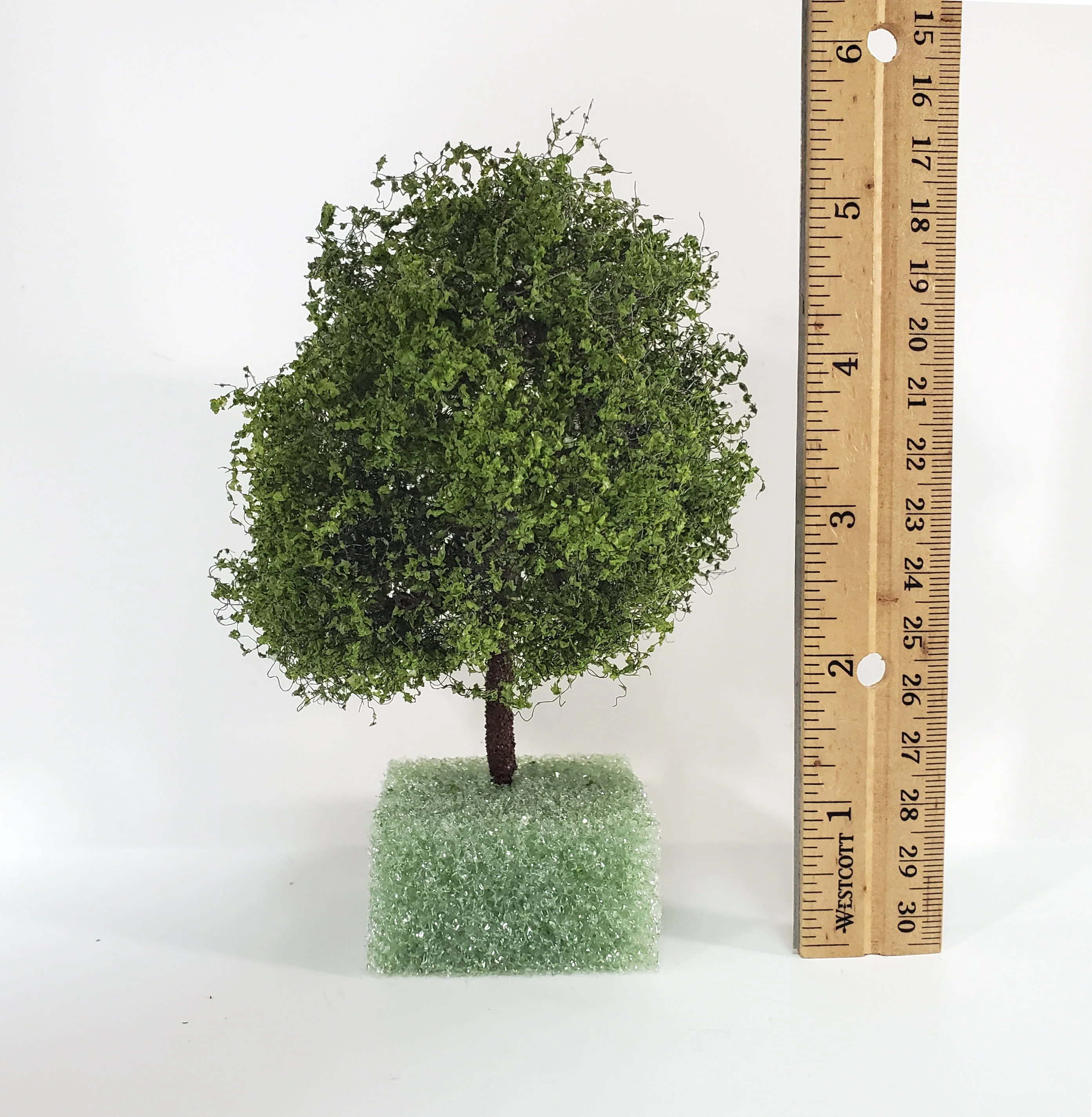 Miniature Tree or Bush Light Green 4" Tall on a flat base Model Scenery Garden Shrub - Image 5