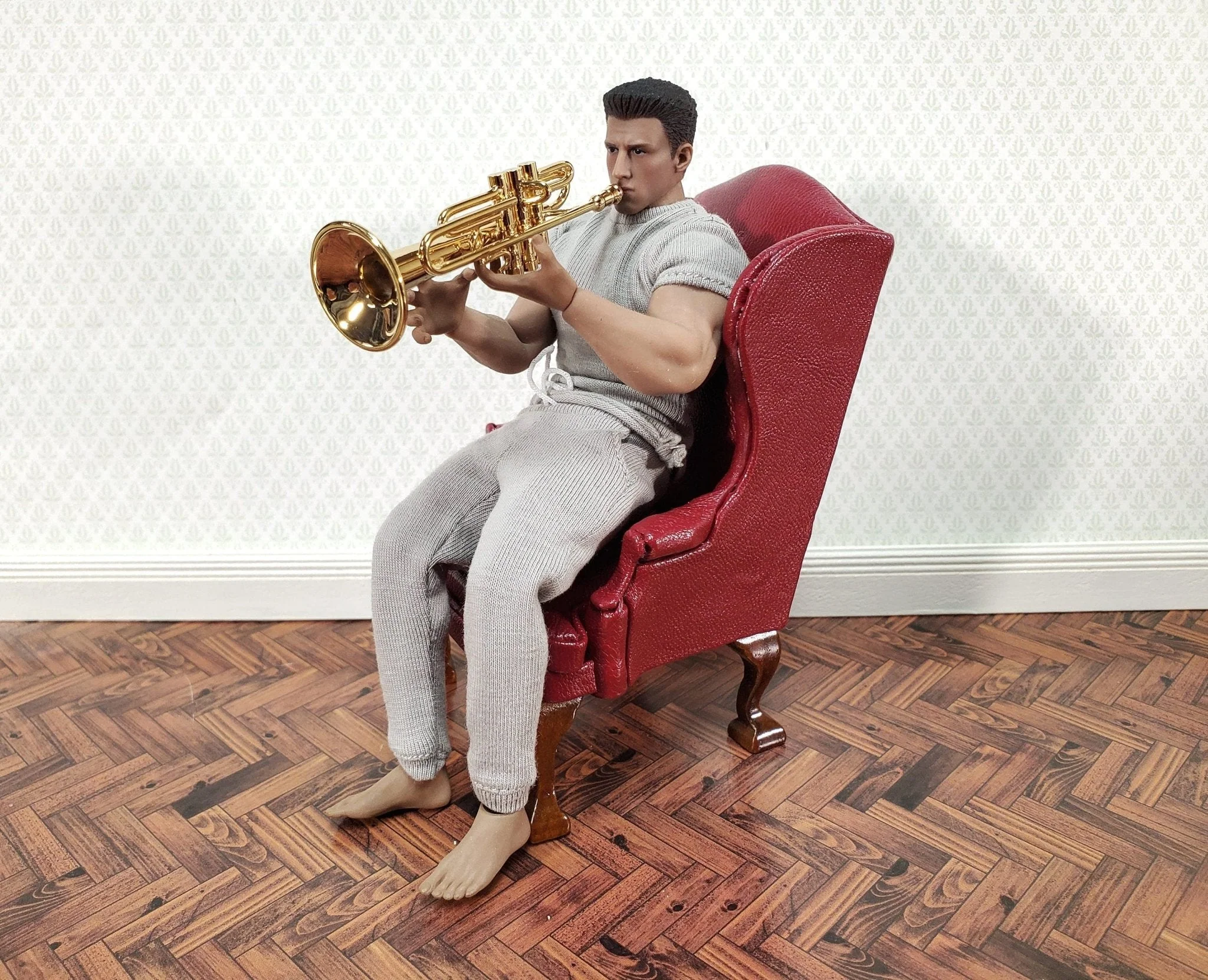 Miniature Trumpet Gold Brass Metal 2 1/4" long Instrument with Case - Image 3