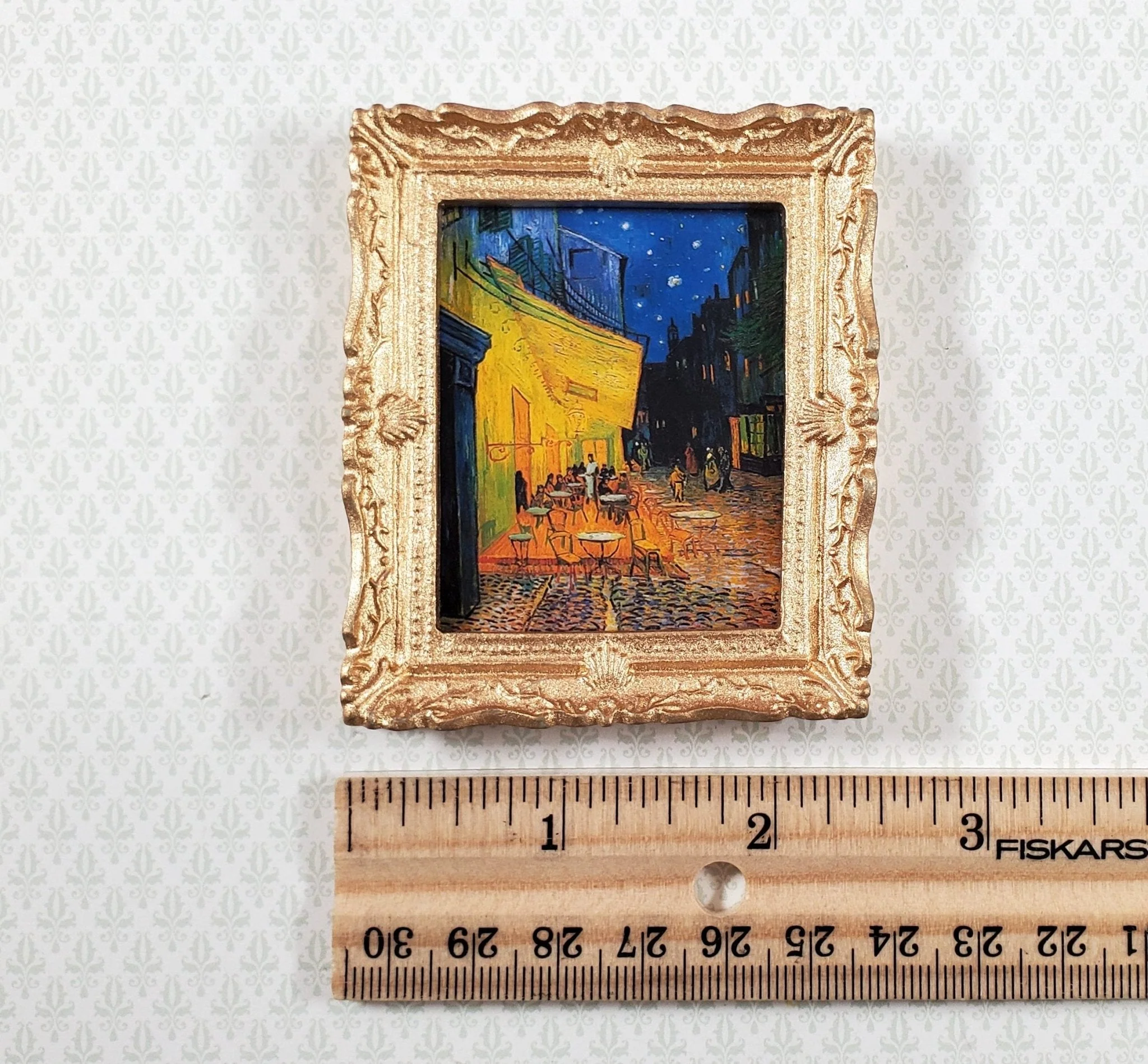 Miniature Van Gogh Cafe Terrace at Night Framed Print 1:12 Scale 2 7/8" Handmade - Image 4