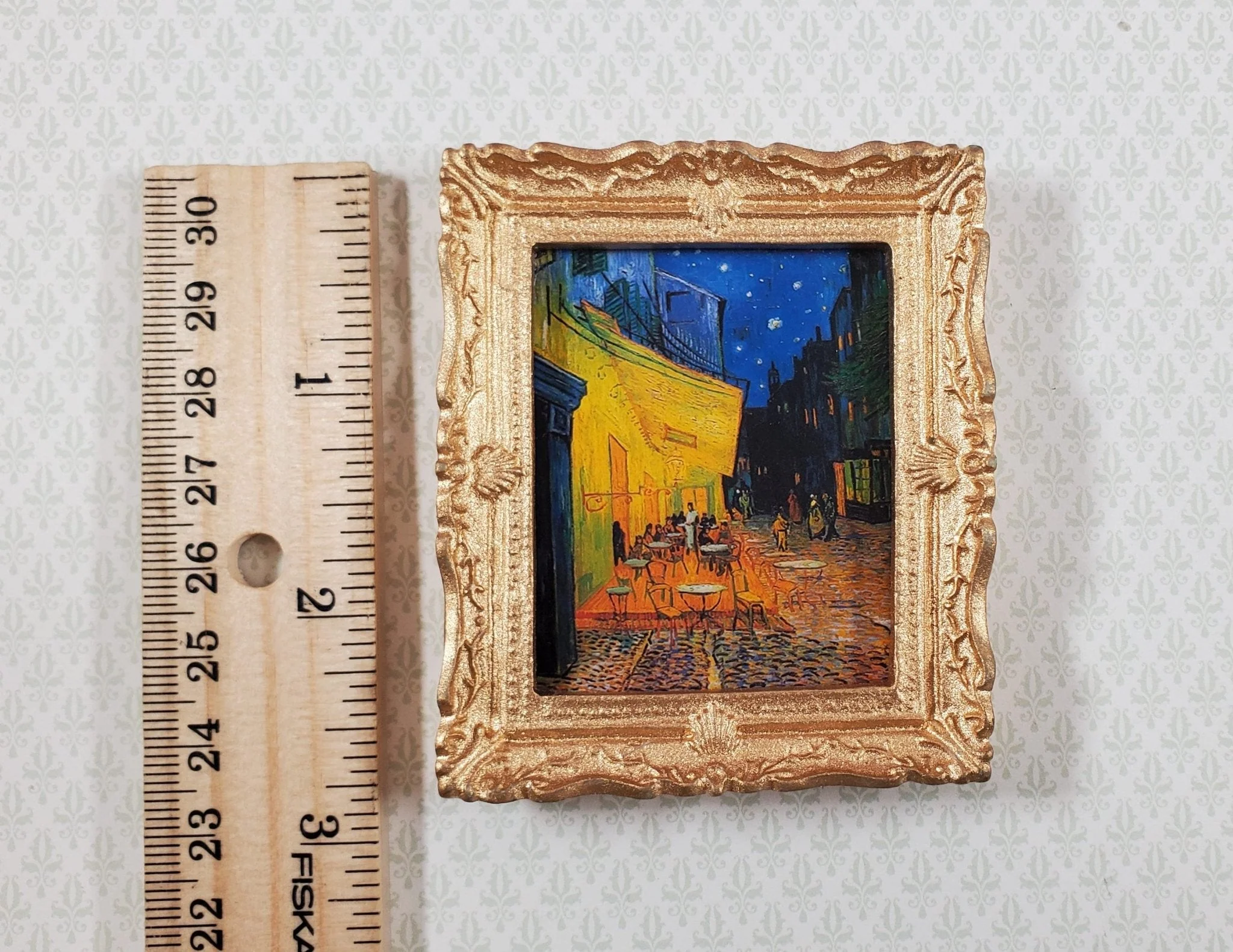 Miniature Van Gogh Cafe Terrace at Night Framed Print 1:12 Scale 2 7/8" Handmade - Image 5