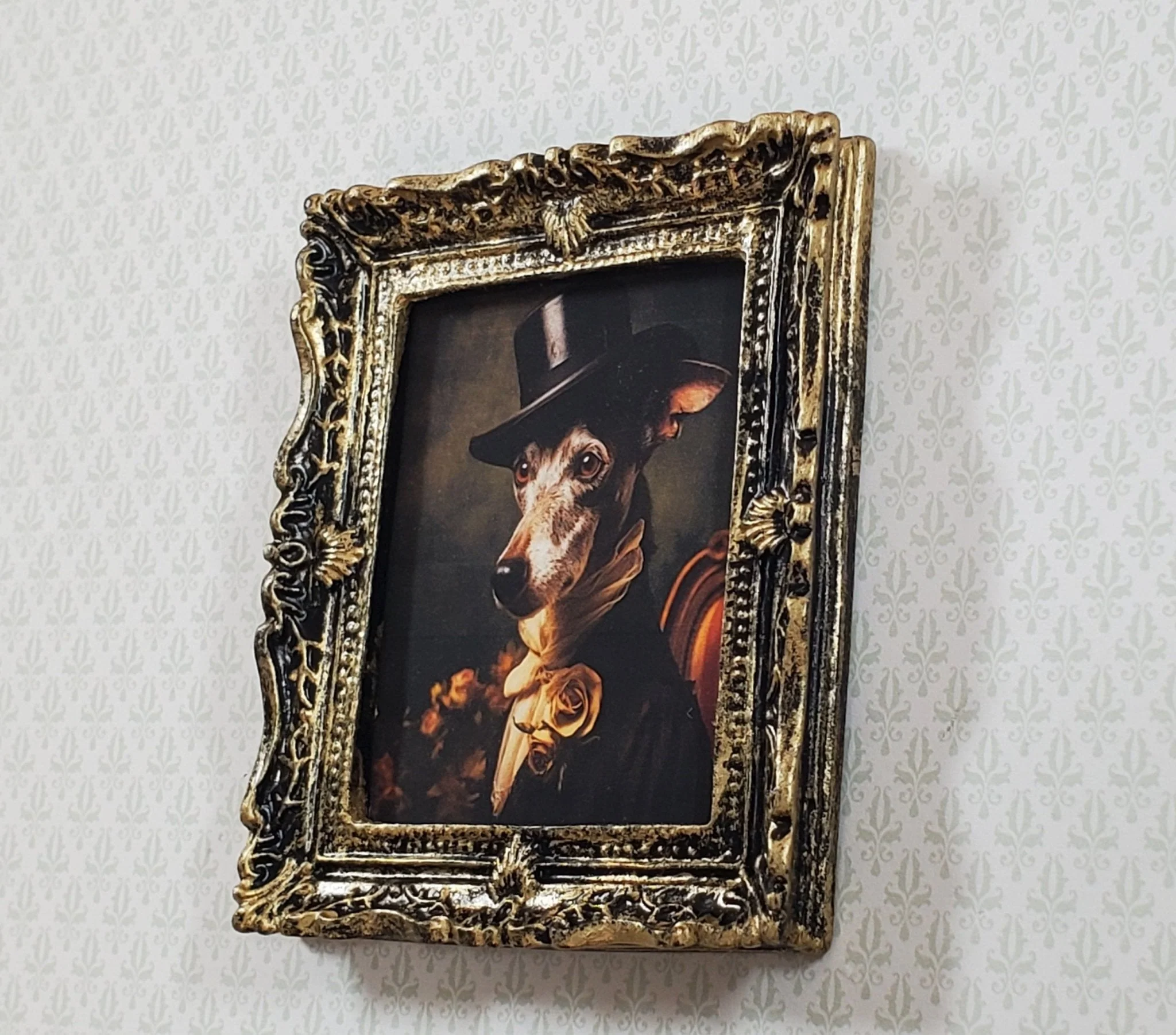 Miniature Victorian Dog Greyhound Framed Print Male 1:12 Scale Picture Dollhouse - Image 2