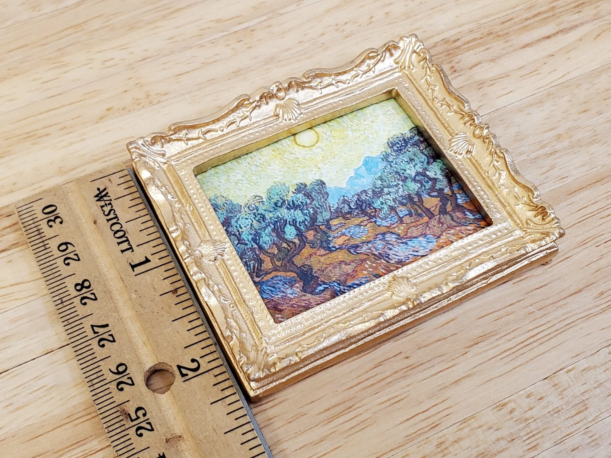 Miniature Vincent Van Gogh Framed Print Olive Trees 1:12 Scale Handmade - Image 5