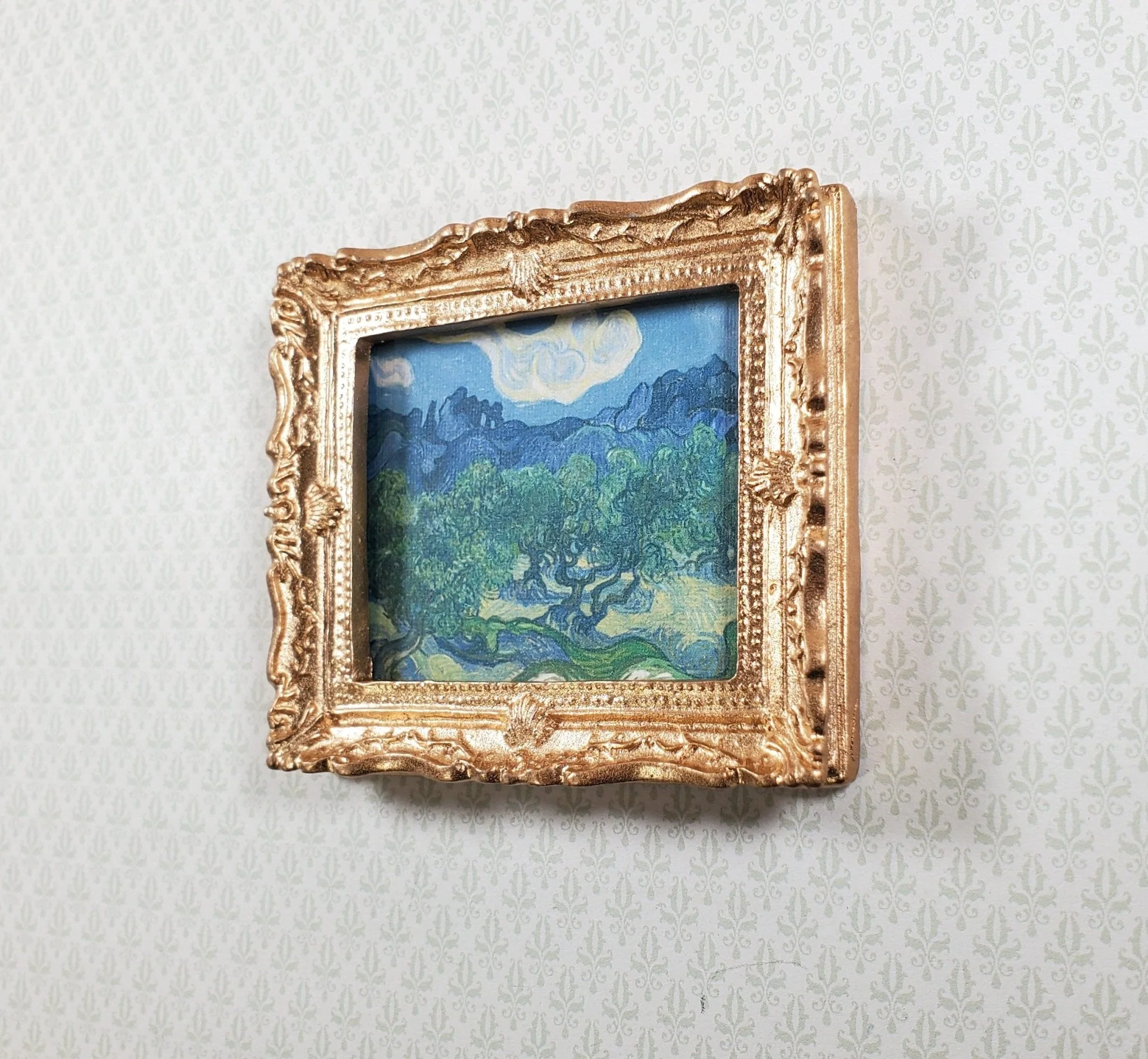 Miniature Vincent Van Gogh Framed Print Olive Trees Blue 1:12 Scale Handmade - Image 2
