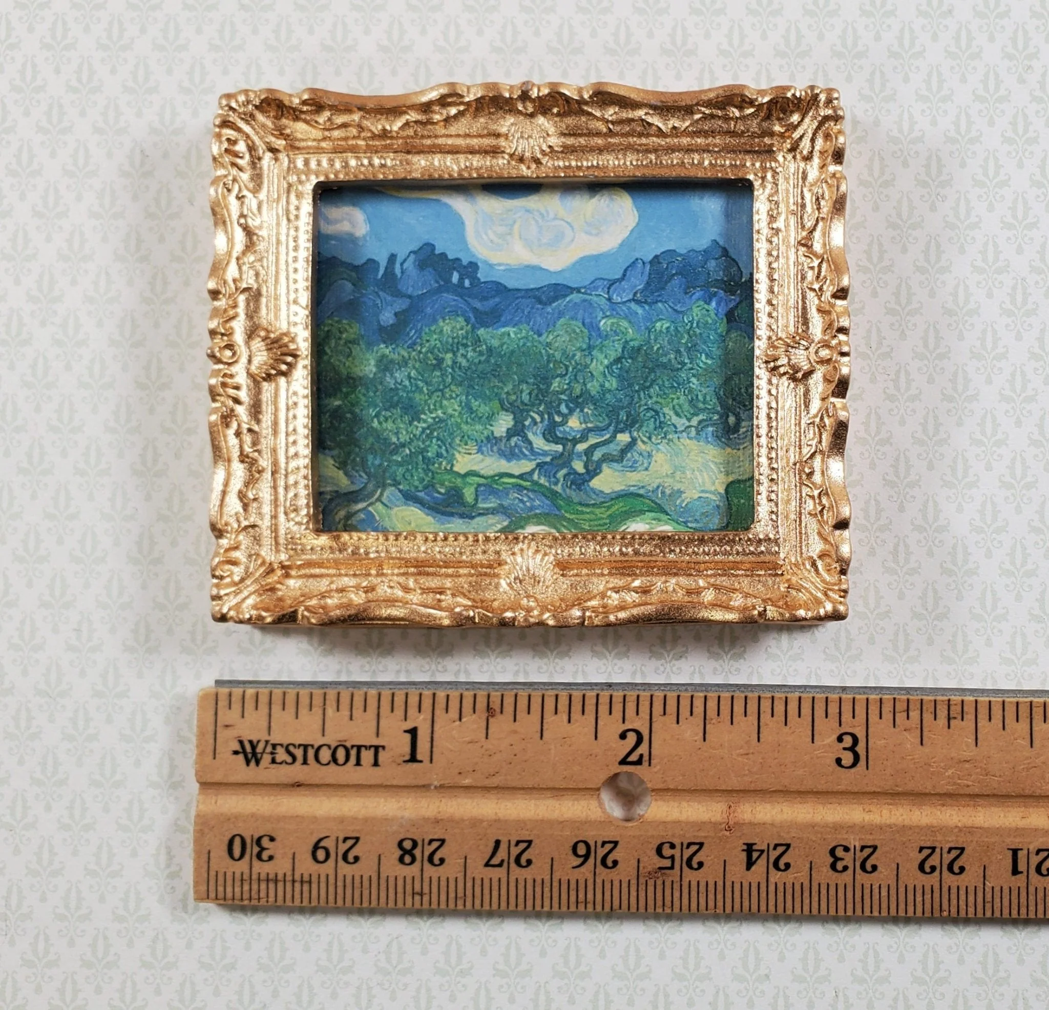 Miniature Vincent Van Gogh Framed Print Olive Trees Blue 1:12 Scale Handmade - Image 4