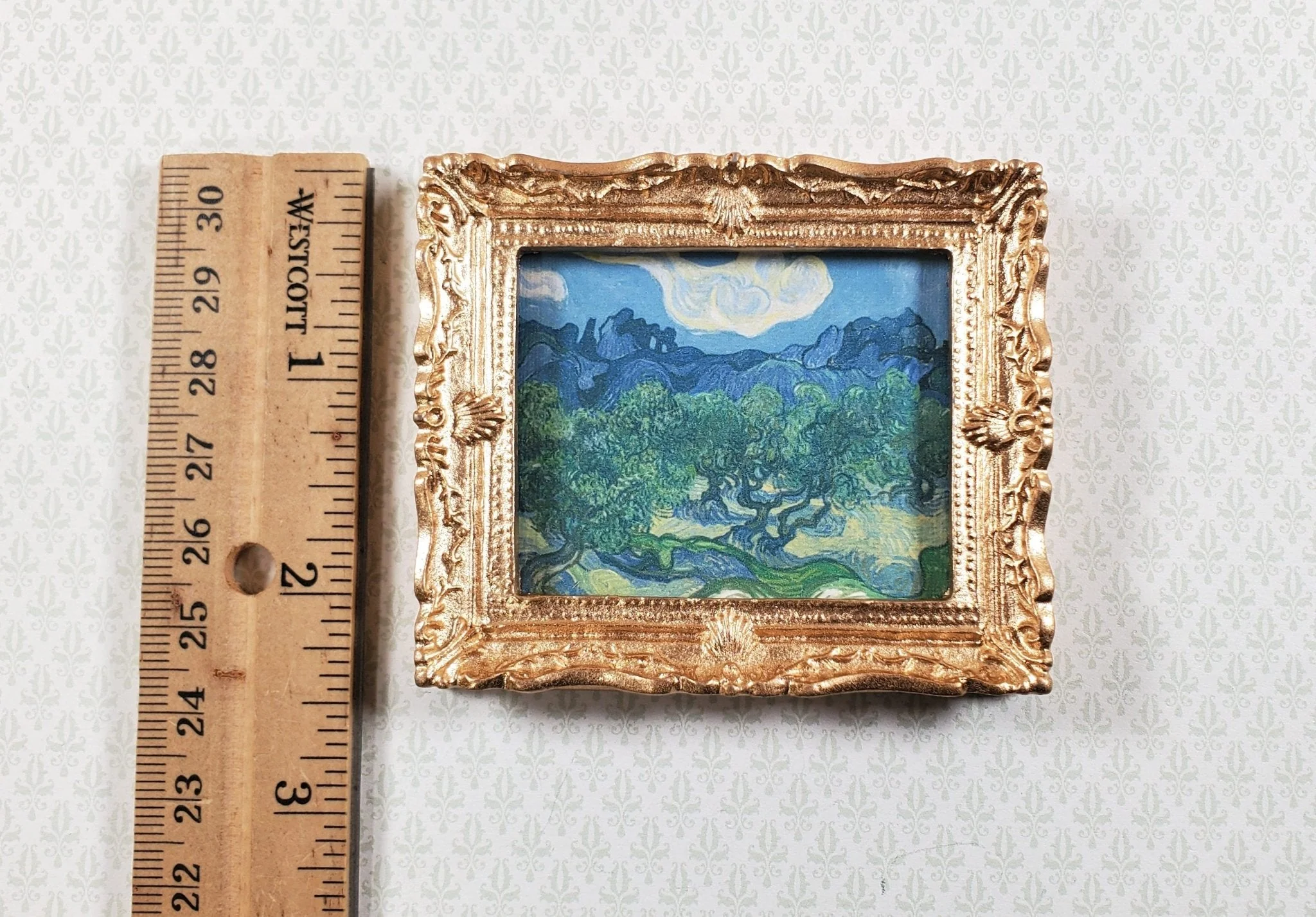 Miniature Vincent Van Gogh Framed Print Olive Trees Blue 1:12 Scale Handmade - Image 5