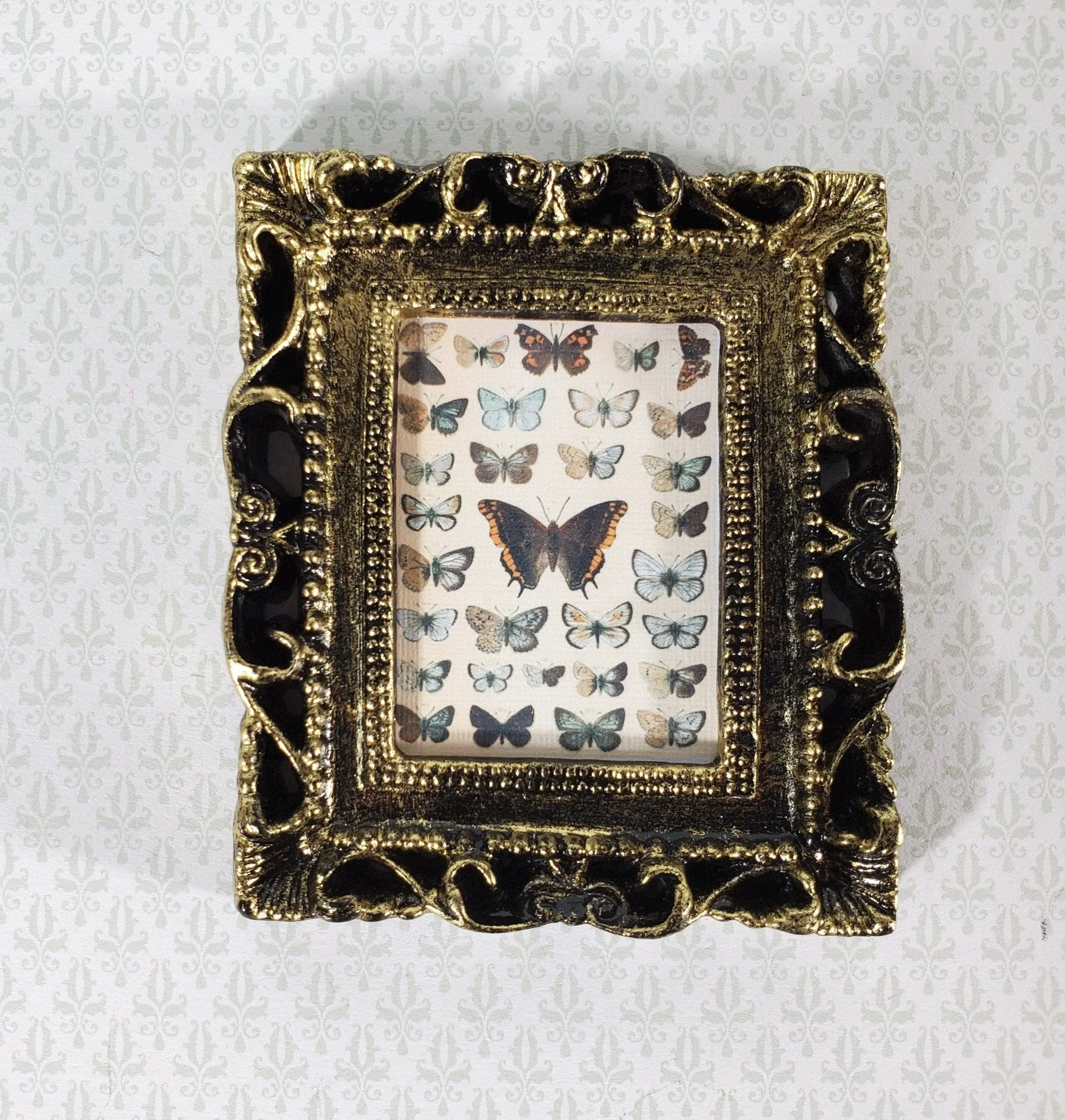 Miniature Vintage Butterfly Drawings Framed Print 1:12 Scale Dollhouse