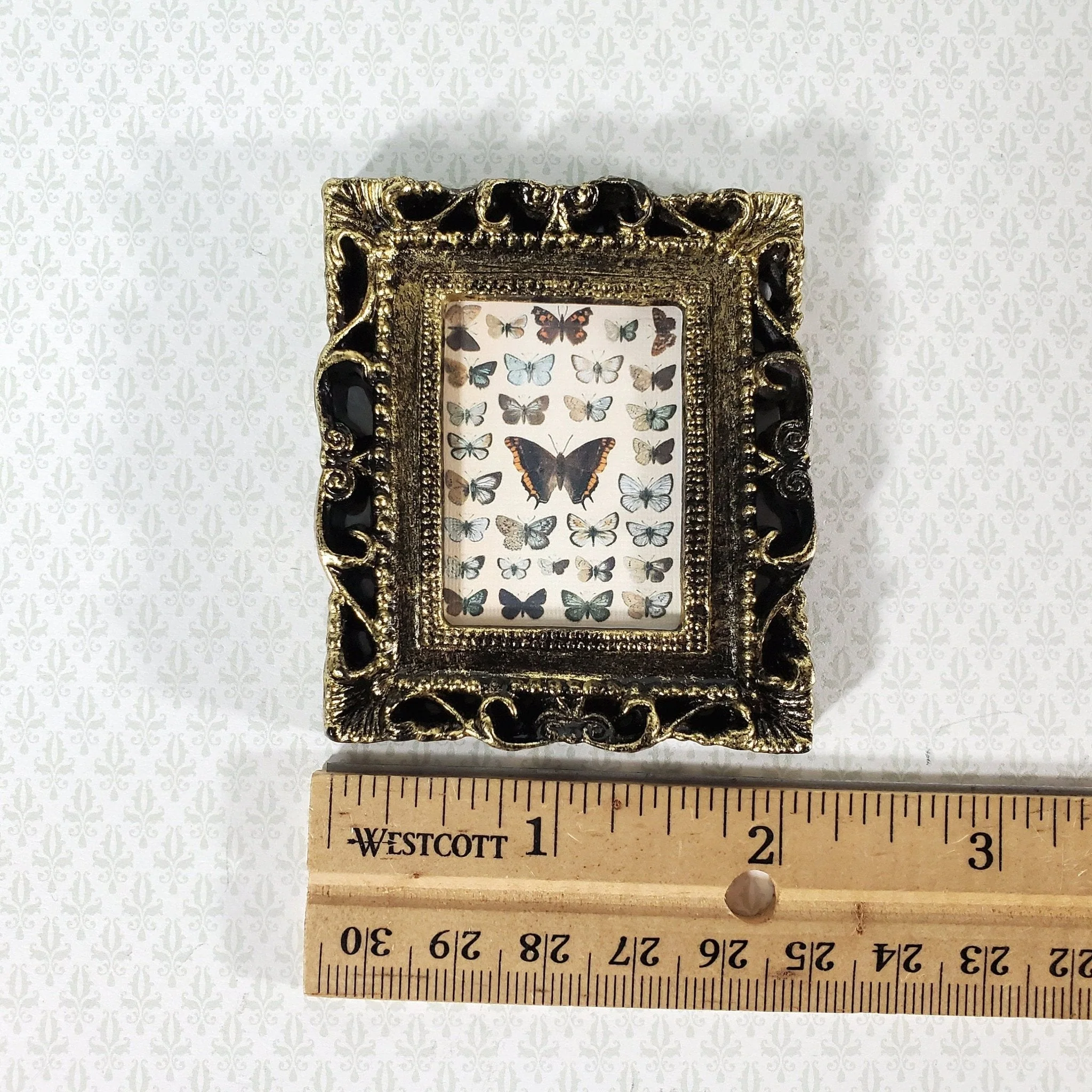 Miniature Vintage Butterfly Drawings Framed Print 1:12 Scale Dollhouse - Image 3