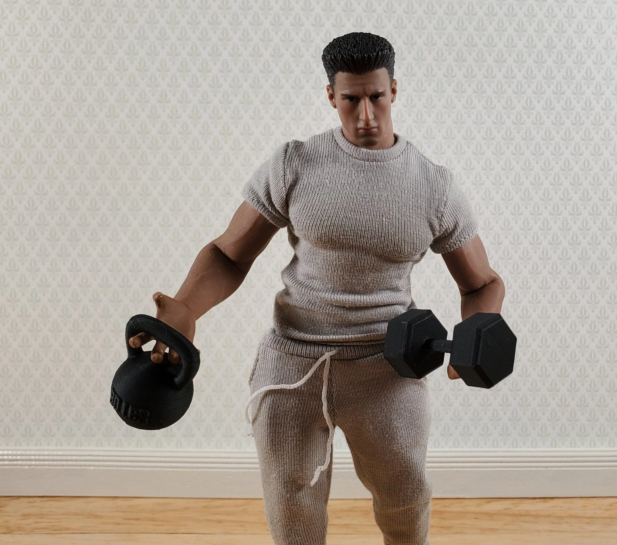 Miniature Weight Set Kettle Balls 1:12 Scale Prop Action Figures Dioramas Gym - Image 3
