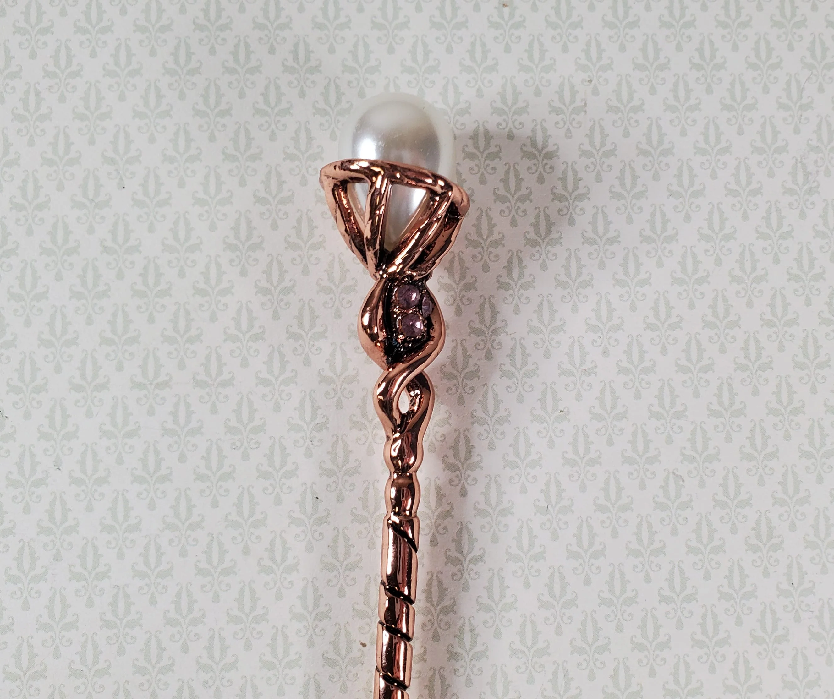 Miniature Wizard Staff Magic Metal Copper Finish 5 1/2" Tall Prop 1:12 Scale - Image 2