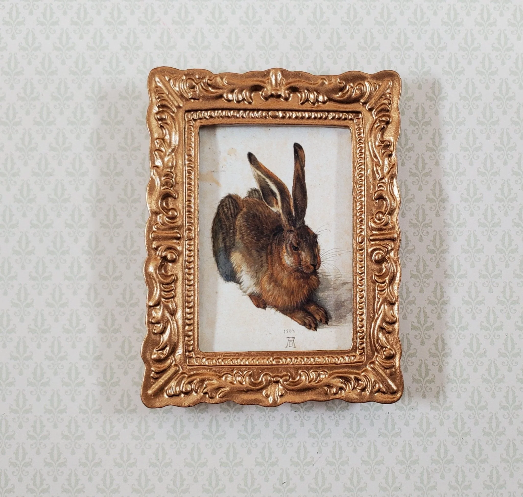 Miniature Young Hare Rabbit Albrecht Durer 1502 Framed Art Print 1:12 Scale
