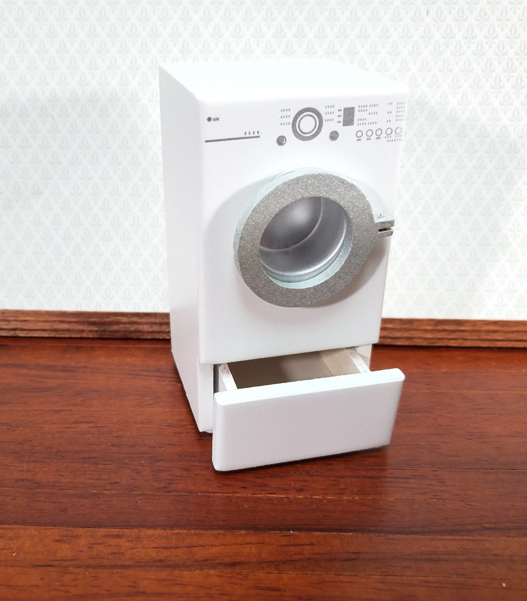 Modern Dollhouse Dryer in WHITE Front Load Opening Drawer 1:12 Scale - Image 3