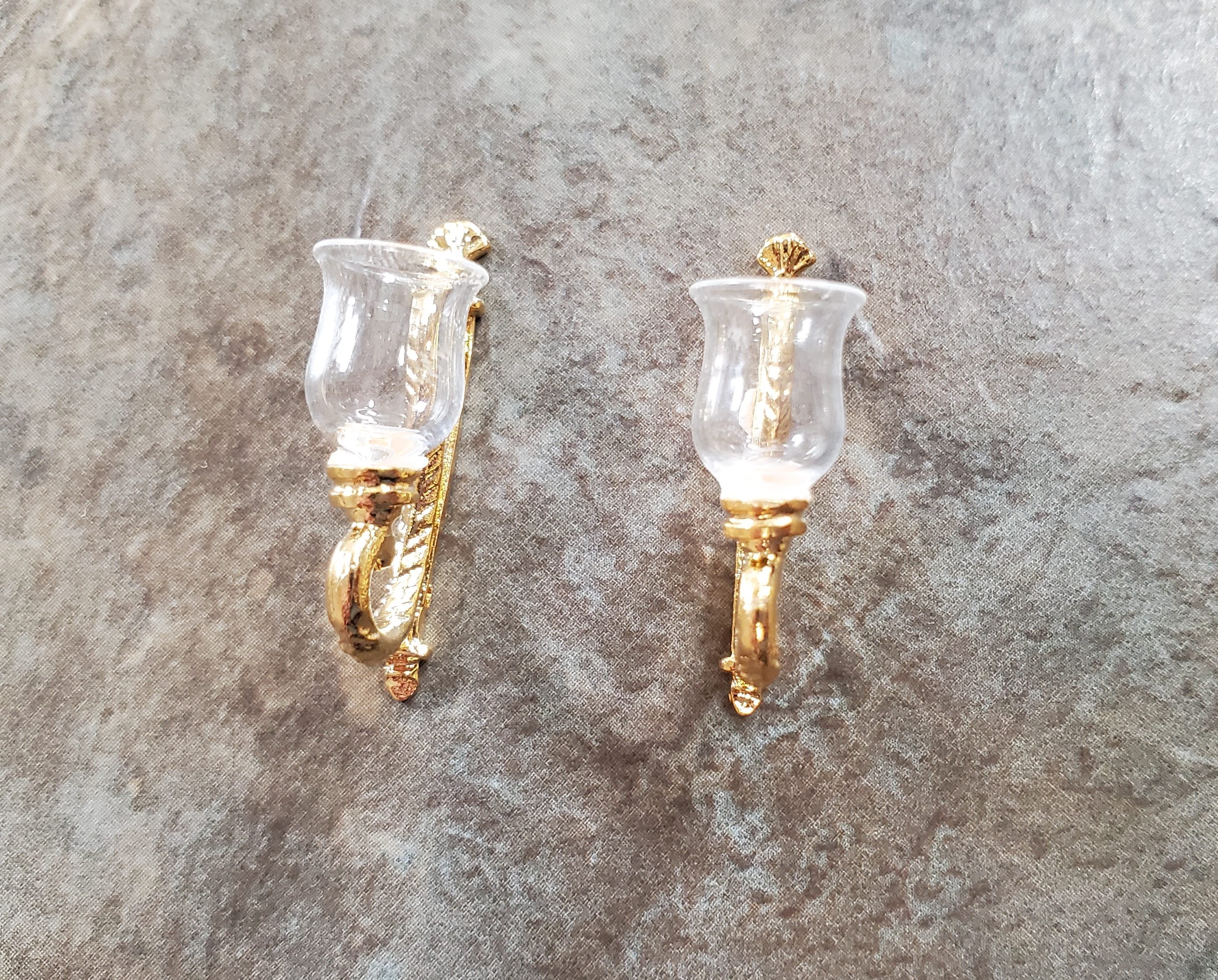 Non-Electric Dollhouse Wall Sconces x2 Fancy Victorian 1:12 Scale Miniature - Image 2