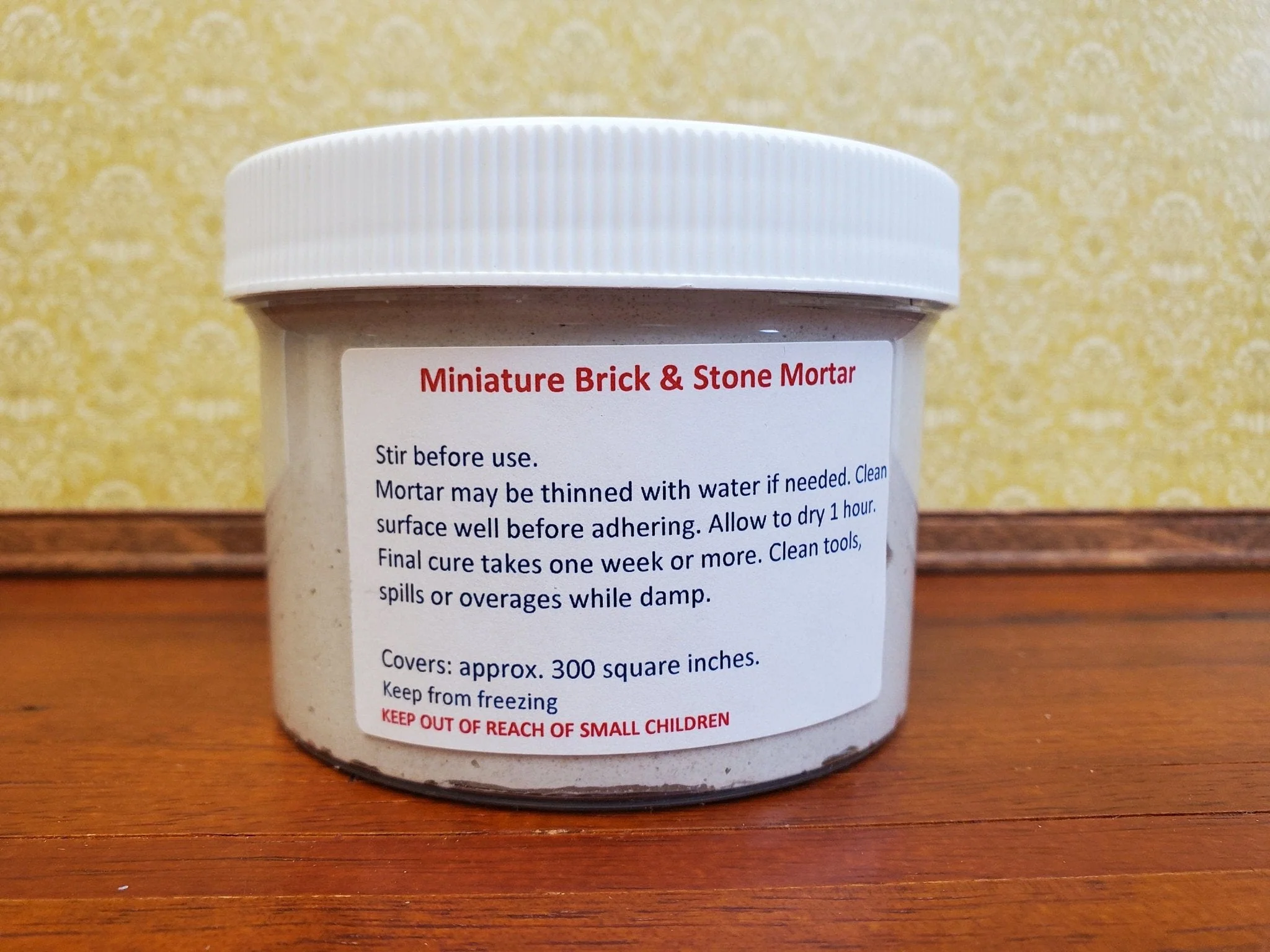 Pre Mixed Mortar Grout Mix for Dollhouse Miniature Bricks Stone Tile White 16 oz - Image 2