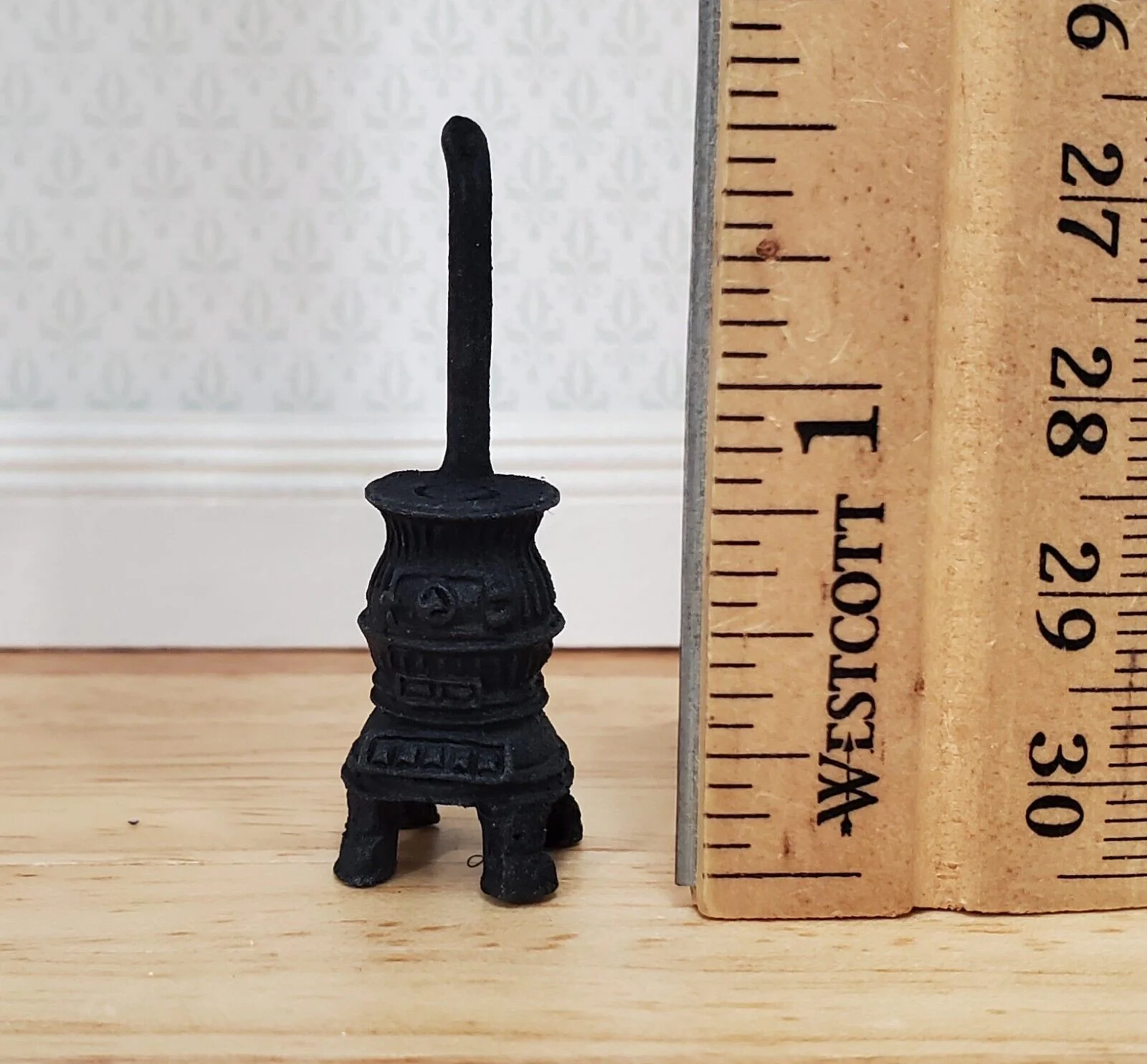 Quarter Scale Parlor Stove 1:48 Dollhouse Miniature Detailed Resin Tiny 1 5/8" Tall - Image 3