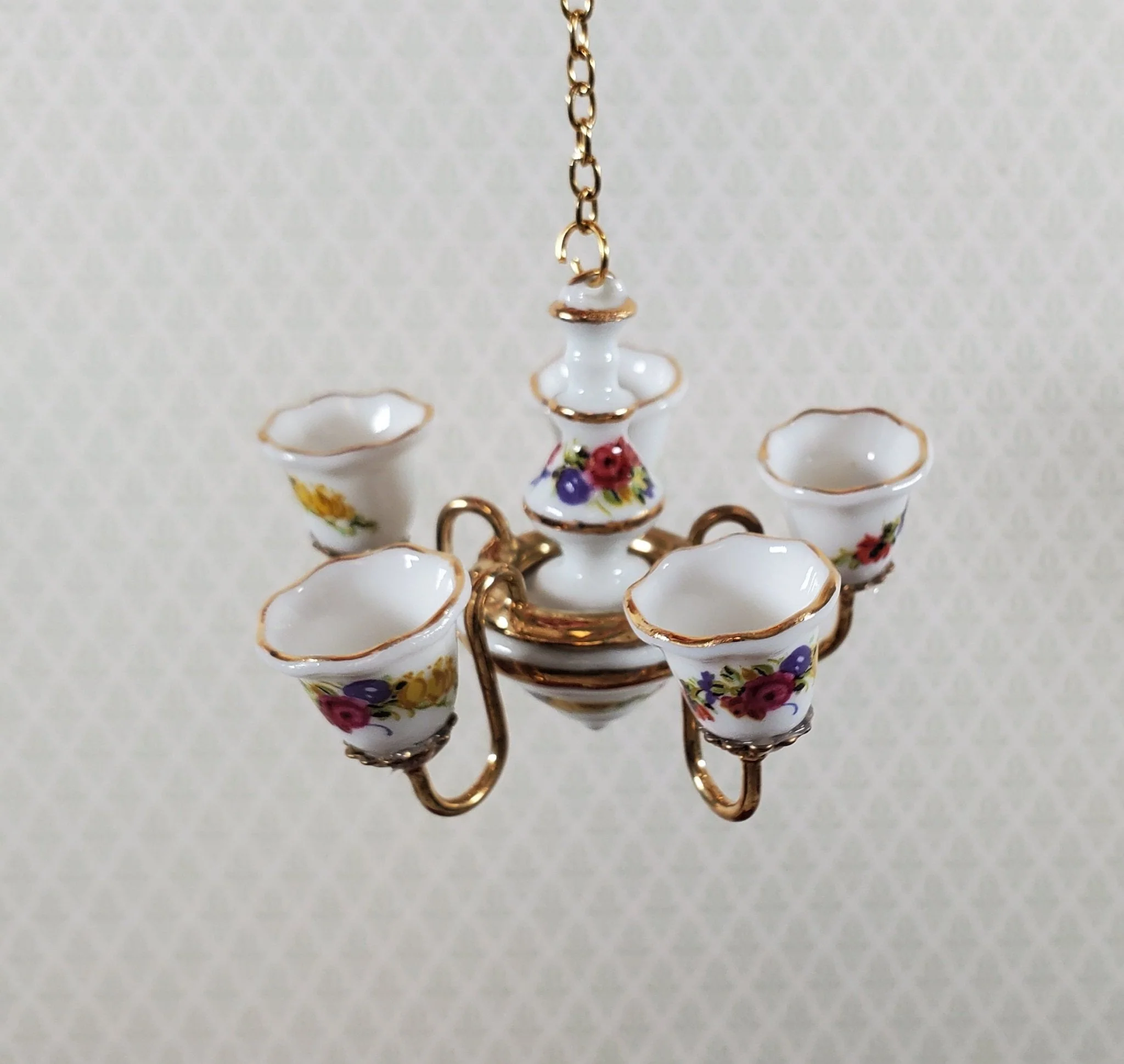 Reutter Porcelain Chandelier Non-Working Floral Design 1:12 Scale Miniature