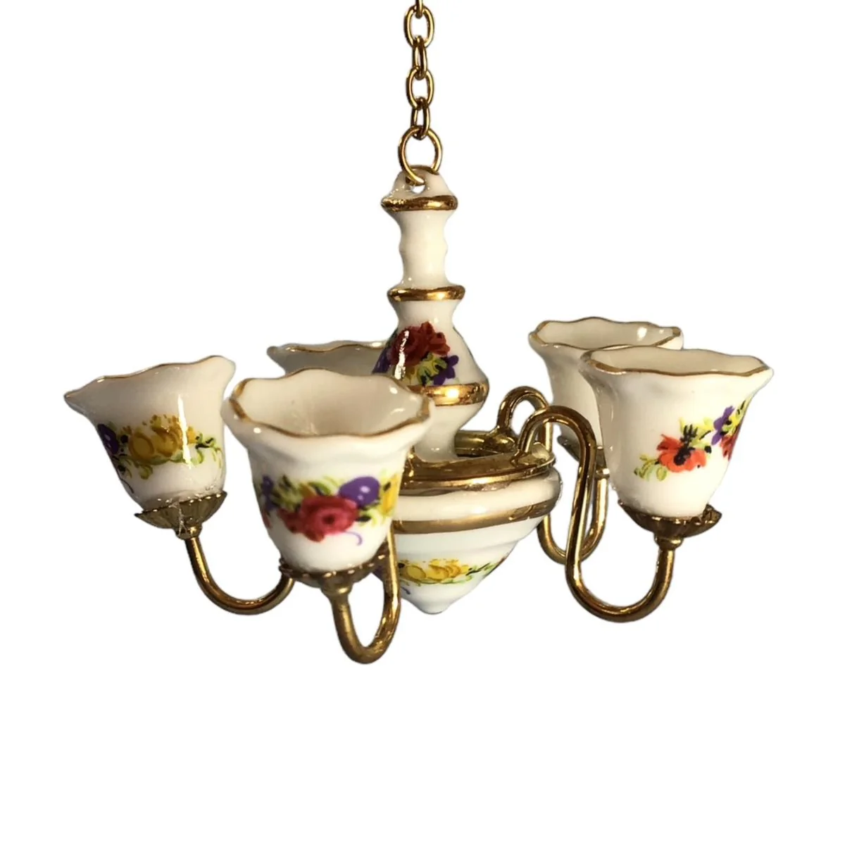 Reutter Porcelain Chandelier Non-Working Floral Design 1:12 Scale Miniature - Image 2