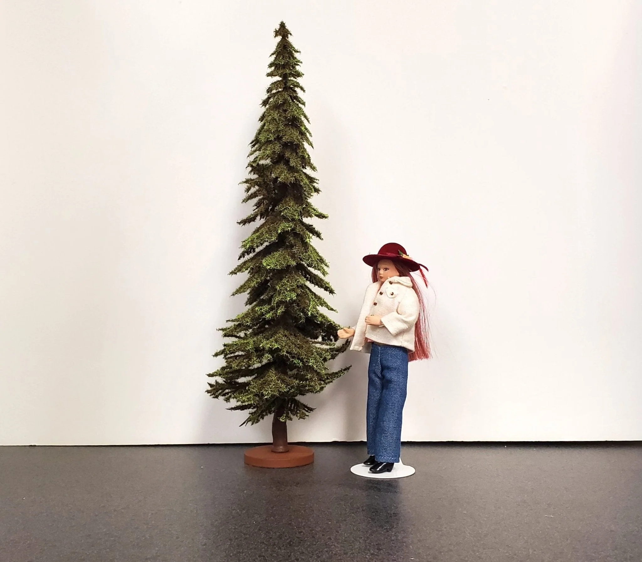 Tall Conifer Evergreen Pine Spruce Tree on Base Scenery 12" Tall Miniature Model RR - Image 3