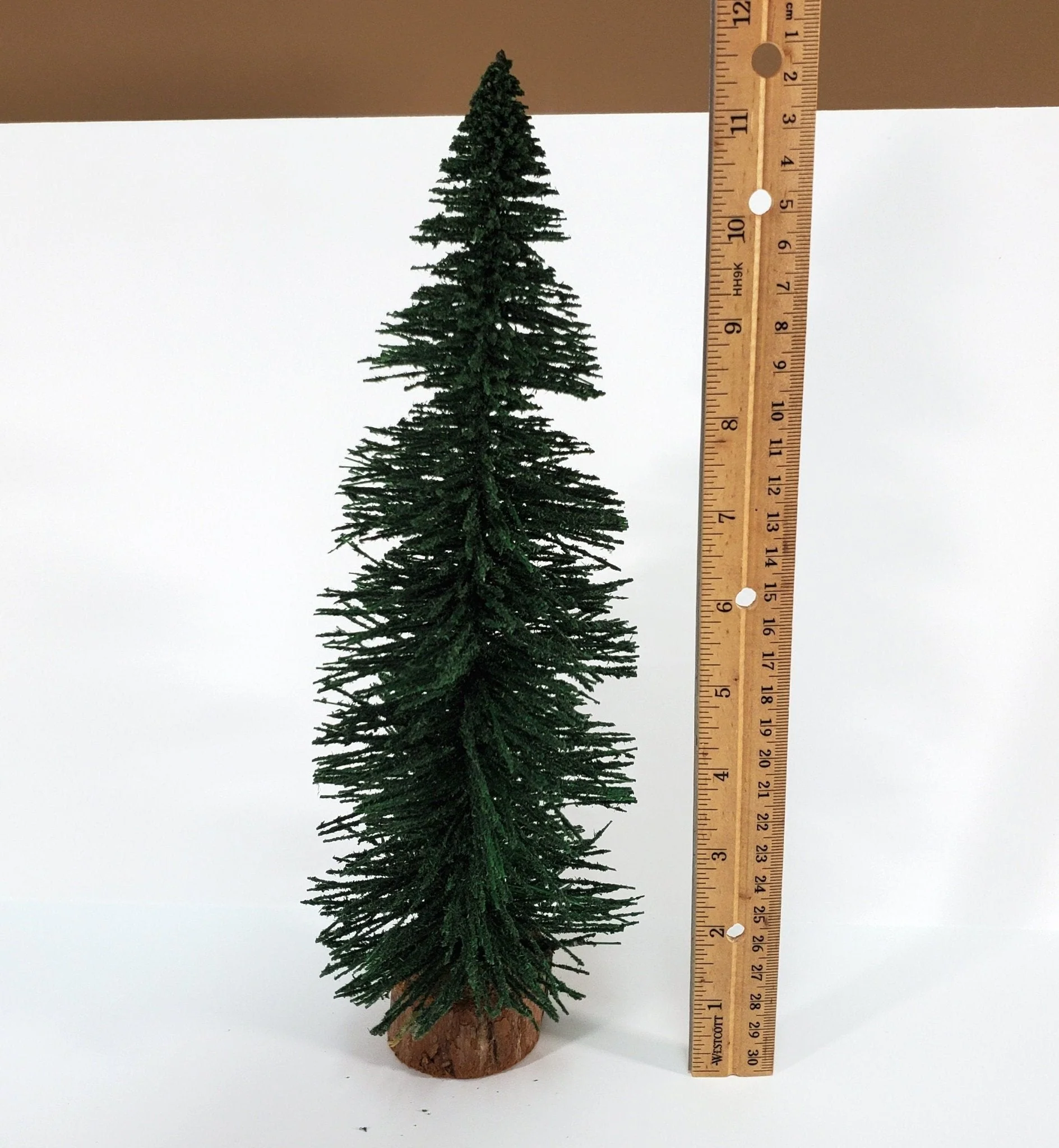 Tall Narrow Evergreen Tree on Wood Base Scenery 12" Tall Miniature Model - Image 3