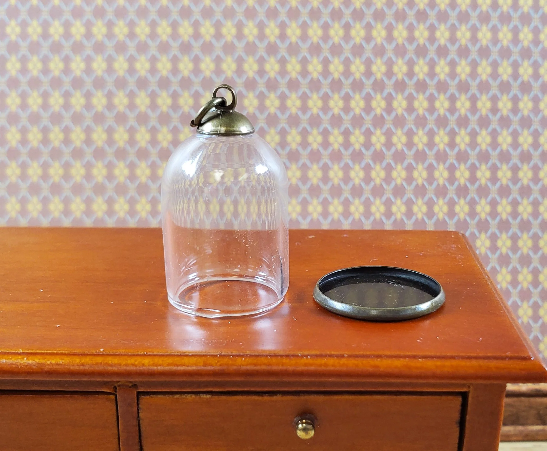 Tiny Bell Jar Dome Glass Cover on Base Display Miniature Curiosities 1" tall - Image 2