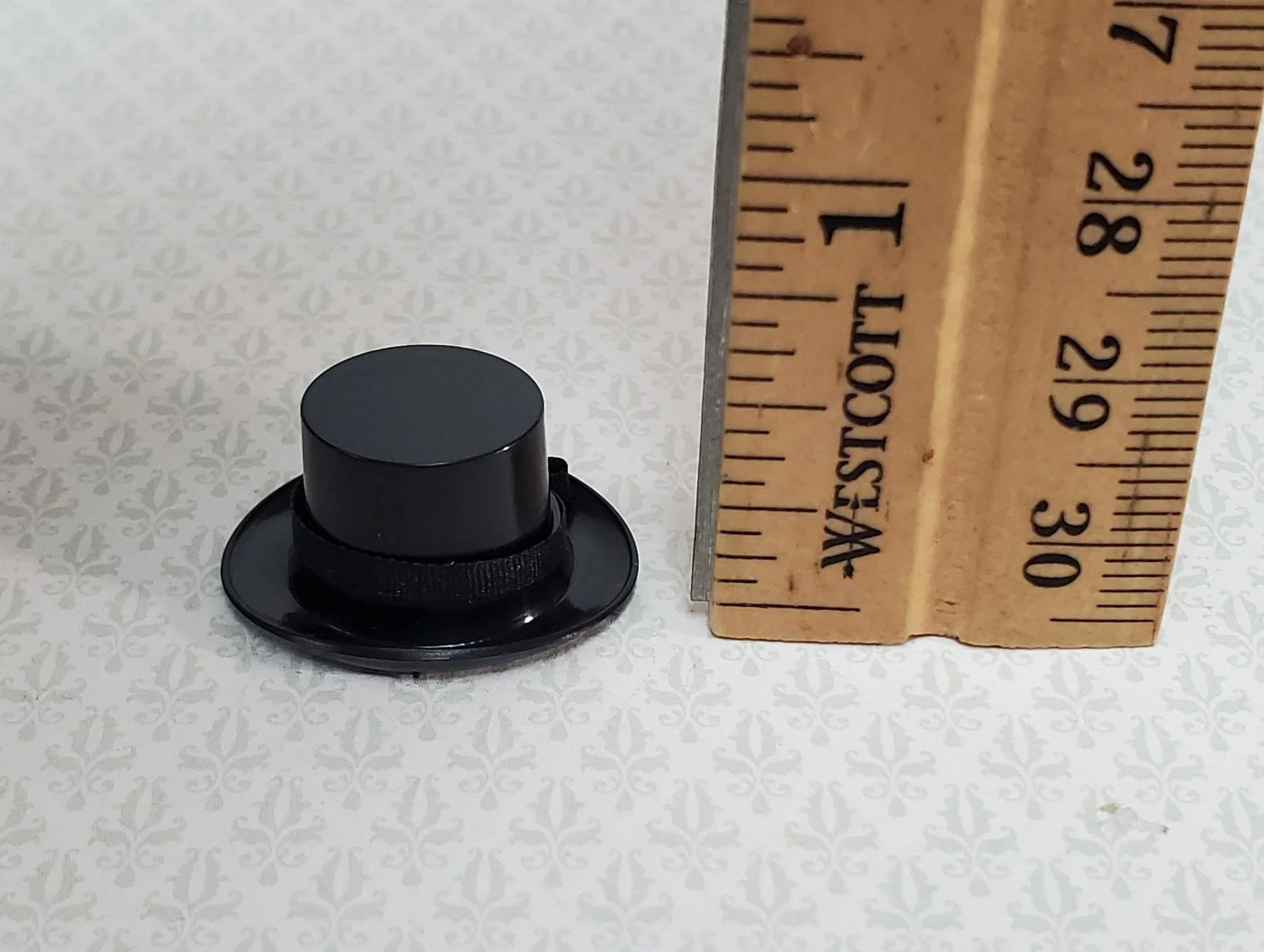 Tiny Black Top Hat Steampunk with Ribbon - Small HALF SCALE 1:24 - Image 4