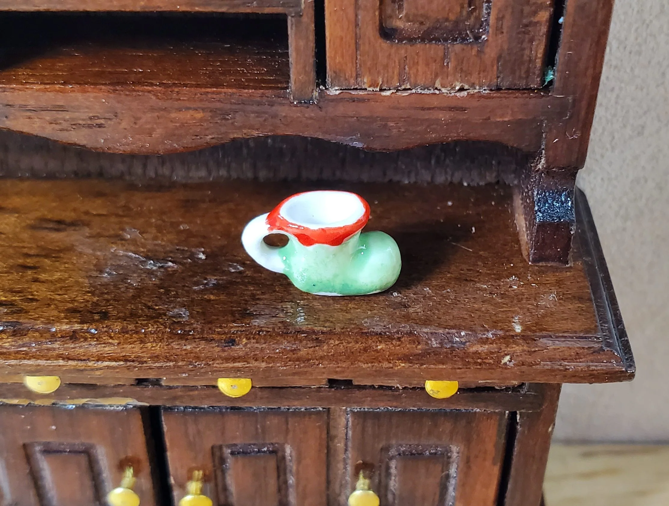 Tiny Elf Boot Mug 1:24 Half Scale Ceramic Miniature Christmas Decor Super Small - Image 2
