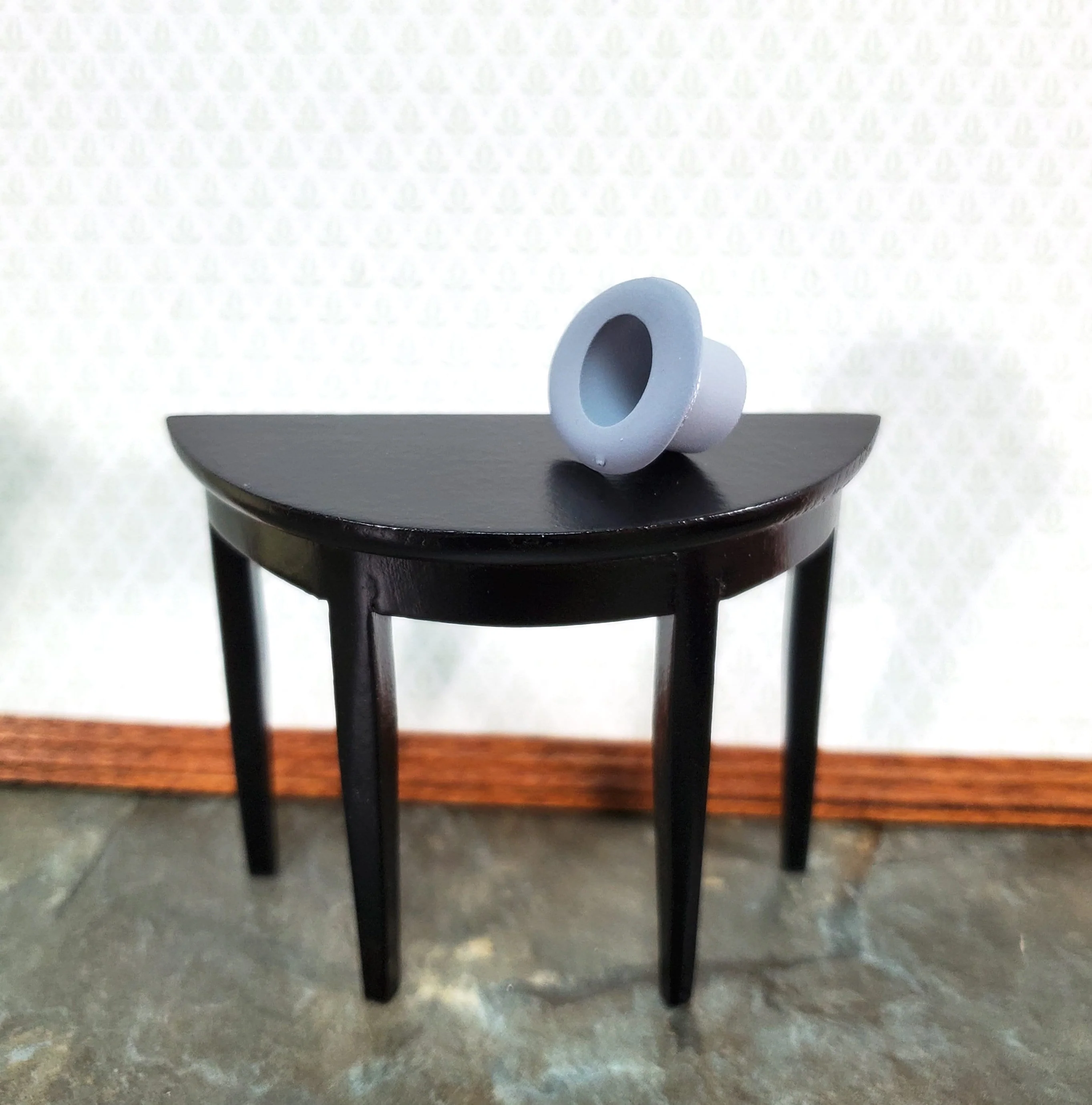 Tiny Gray Top Hat Steampunk with Ribbon - Small Half Scale 1:24 - Image 4