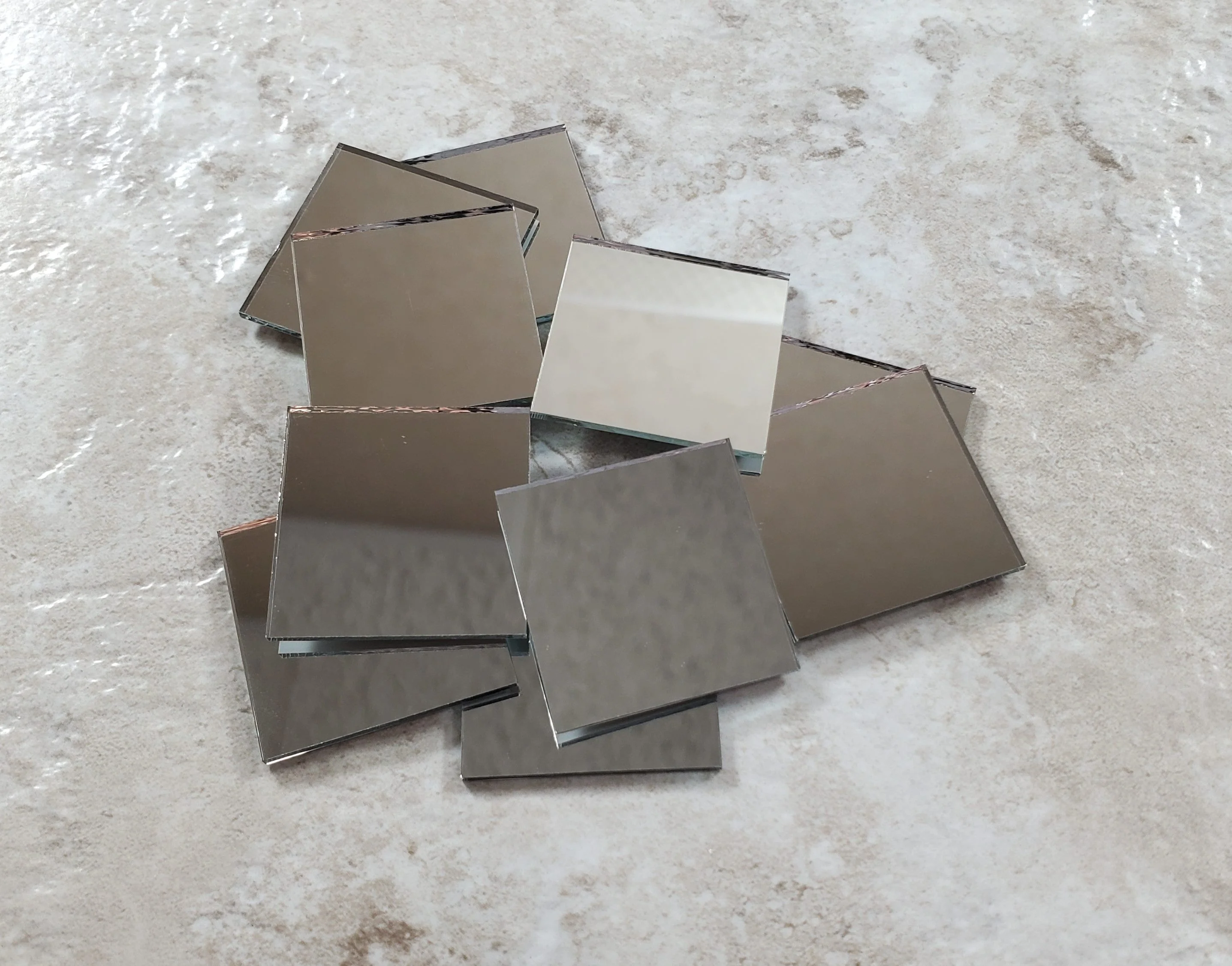 Tiny Square Mirror 12 Pieces 1" x 1" Square Real Glass Crafts Miniatures