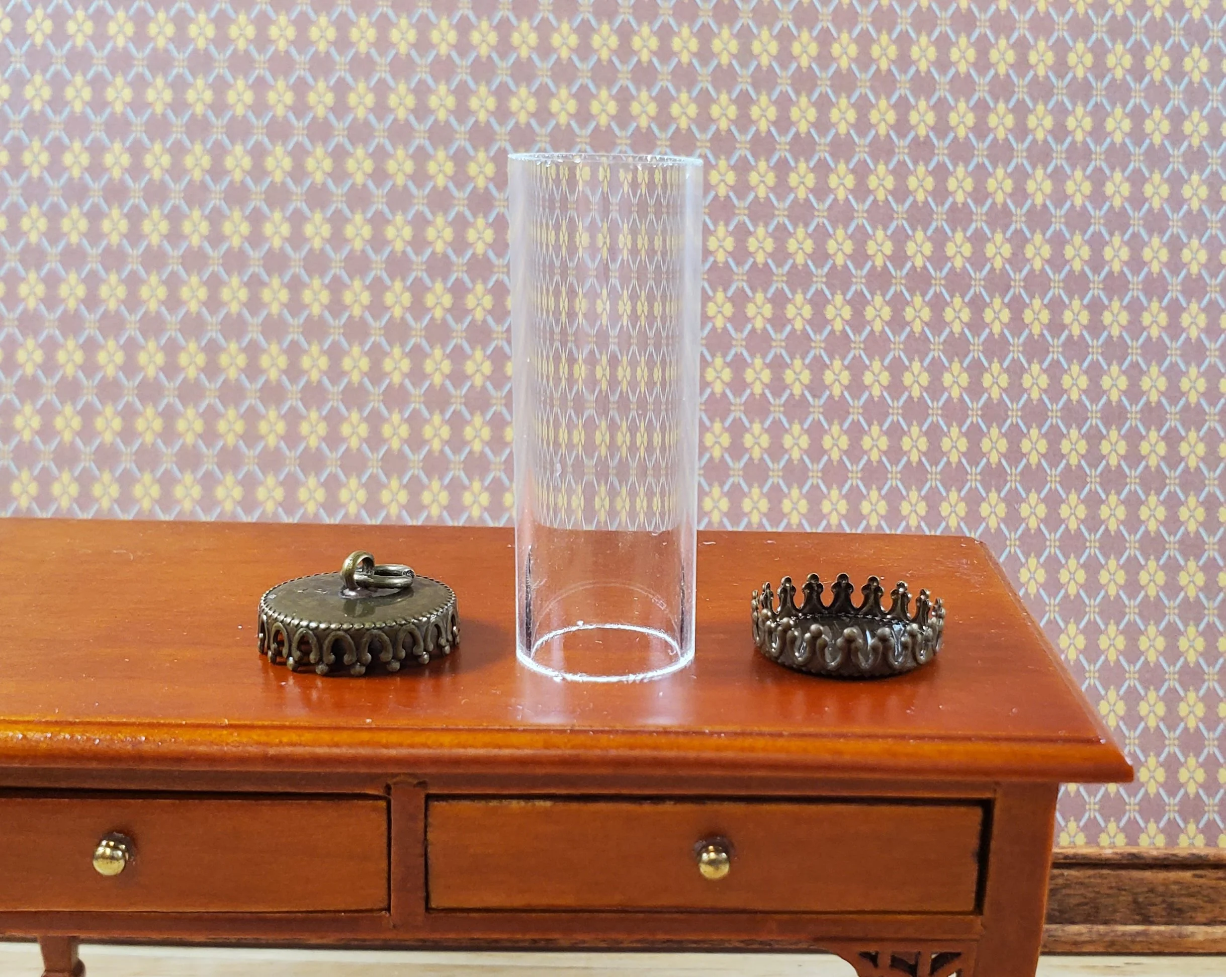 Tiny Tube Jar Glass Cover on Base Display Miniature Curiosities 1 9/16" tall 003 - Image 3