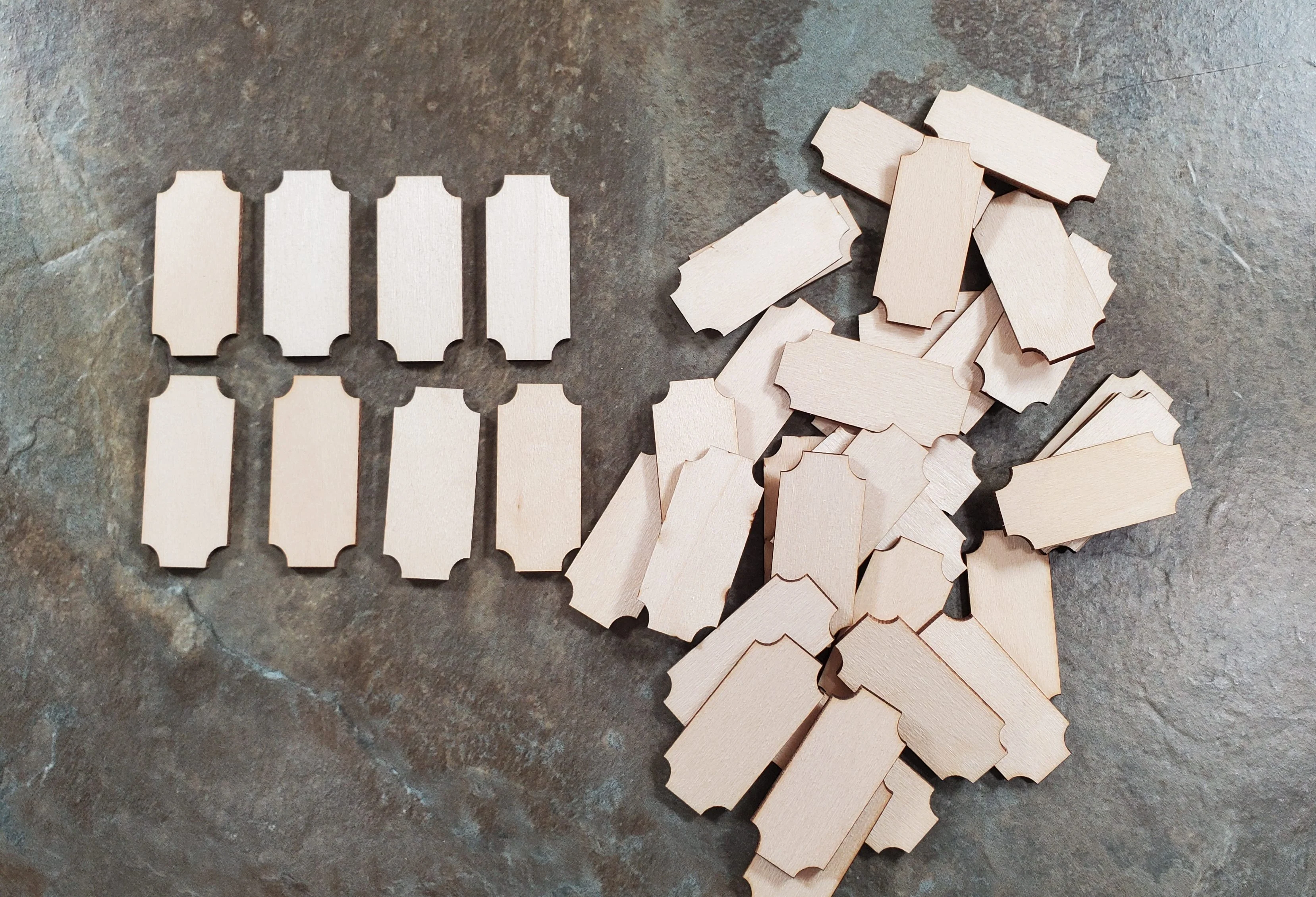 Wood Cut Outs 40 Small pieces Basswood 1/16" thick Blanks Tiles DIY Crafts - Image 3