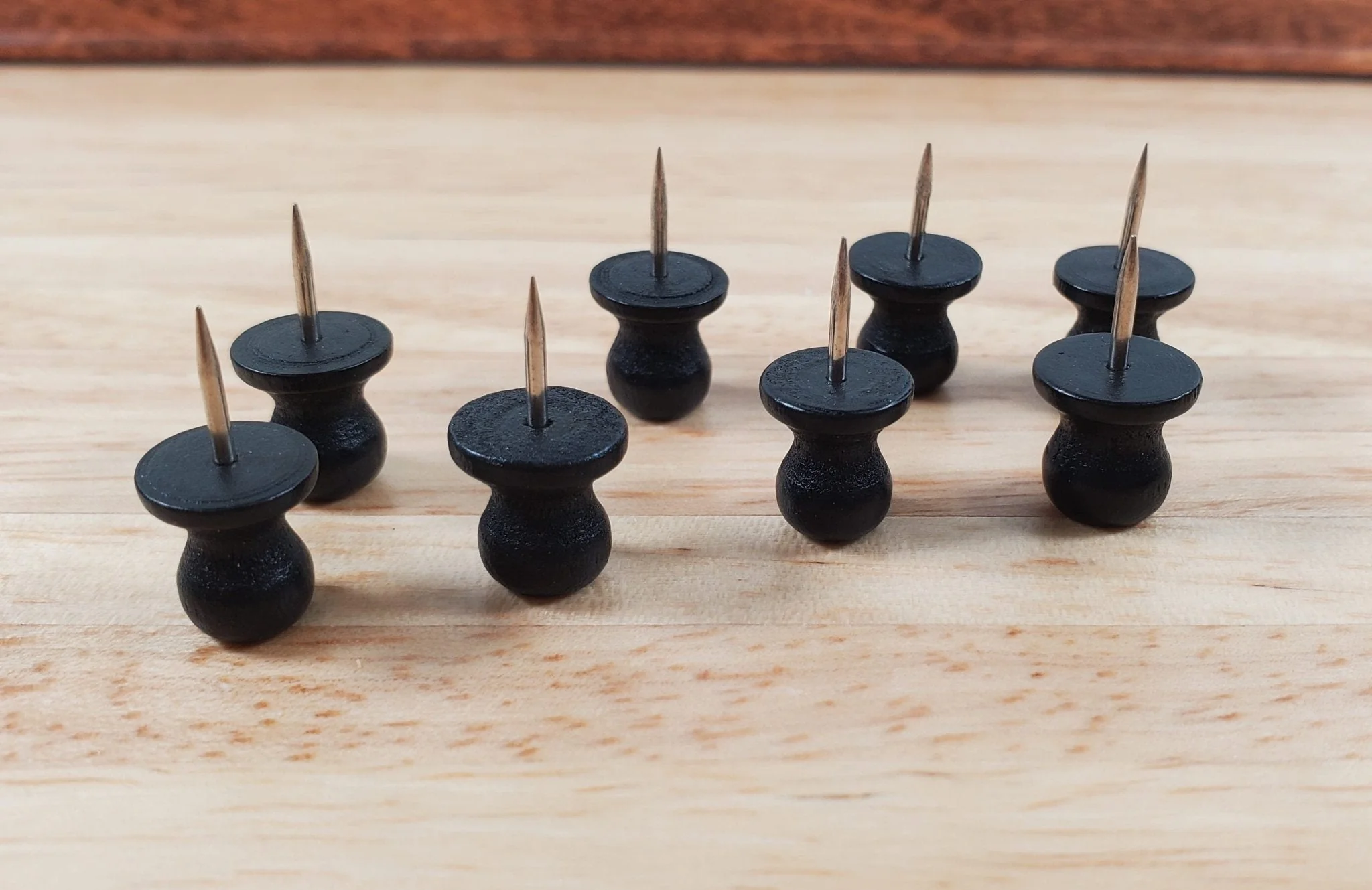 Wood Thumb Tacks BLACK Push Pins 8 Pieces Use for Dollhouse Miniature Furniture - Image 3